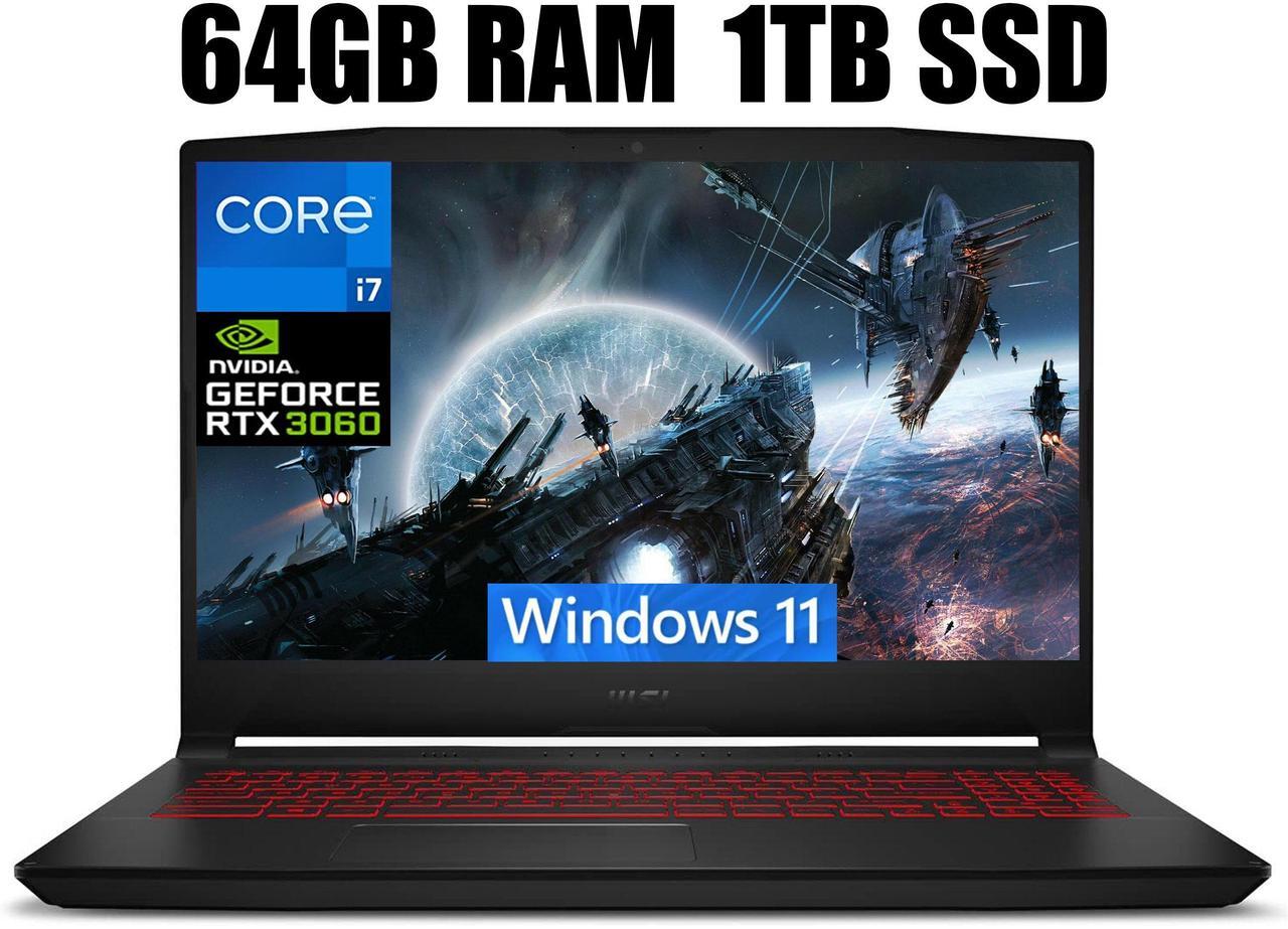 Main image of MSI Katana GF66 15 Gaming Laptop, 15.6" FHD 144Hz Display, Intel Core i7-11800H 8 Core Processor, NVIDIA GeForce RTX 3060 6GB GDDR6, Wi-Fi 6, Backlit Keyboard, 64GB DDR4  1TB PCIe SSD, Windows 11