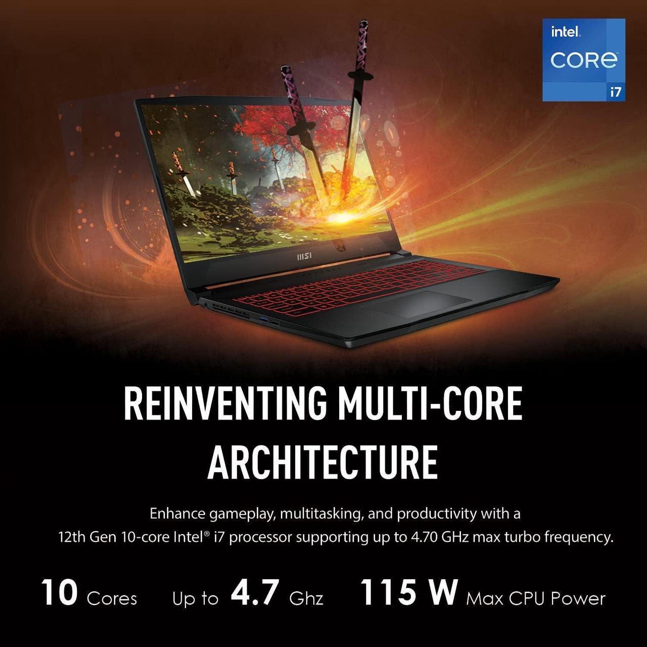 Alt view image 4 of 7 - MSI Katana GF66 15 Gaming Laptop, 15.6" 144Hz Display, Intel Core i7-12650H 10 cores Processor, NVIDIA GeForce RTX 3050 Ti 4 GB, Cooler Boost 5, 16GB DDR4  2TB PCIe SSD, Windows 11