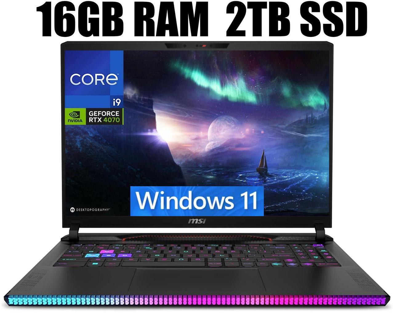 Main image of MSI Raider GE68HX 16 Gaming Laptop, 16" 4K UHD Display, Intel Core i9-14900HX 24 Core Processor, NVIDIA GeForce RTX 4070 8GB GDDR6, Thunderbolt 4, 16GB DDR5  2TB PCIe SSD, Windows 11