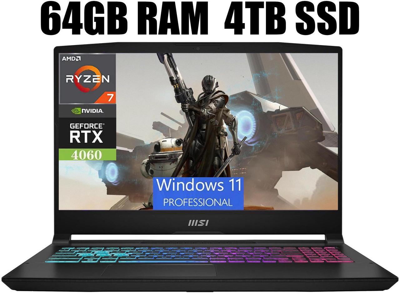 Main image of MSI Katana A15 AI Gaming Laptop, 15.6" FHD 144Hz Display, AMD Ryzen 7 8845HS Octa-core Processor, NVIDIA GeForce RTX 4060 8GB Graphic, RGB Backlit, 64GB DDR5  4TB PCIe SSD, Windows 11 Pro