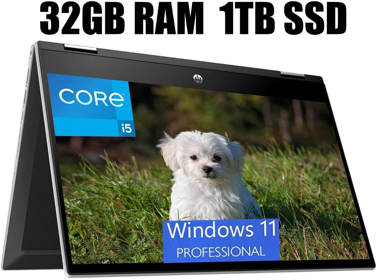 Main image of HP Pavilion x360 2-in-1 14 Laptop, 14" FHD (1920 x 1080) Touchscreen, Intel Core i5-1135G7 Quad-core, Iris Xe Graphics, Wi-Fi 6 and Bluetooth 5, 32GB DDR4  1TB PCIe SSD, Windows 11 Pro