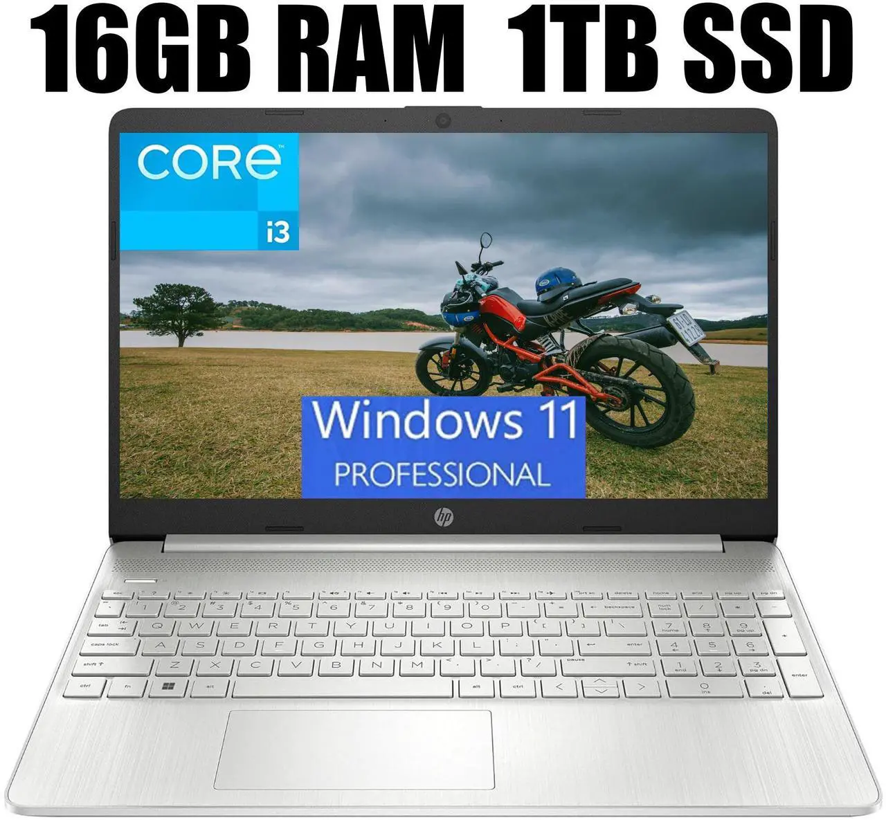 Main image of HP 15 Laptop, 15.6" Full HD (1920 x 1080) Display, Intel Core i3-1115G4 2 Cores Processor, Intel UHD Graphics, WiFi, Bluetooth 4.2, Webcam, 16GB DDR4  1TB PCIe SSD, Windows 11 Pro