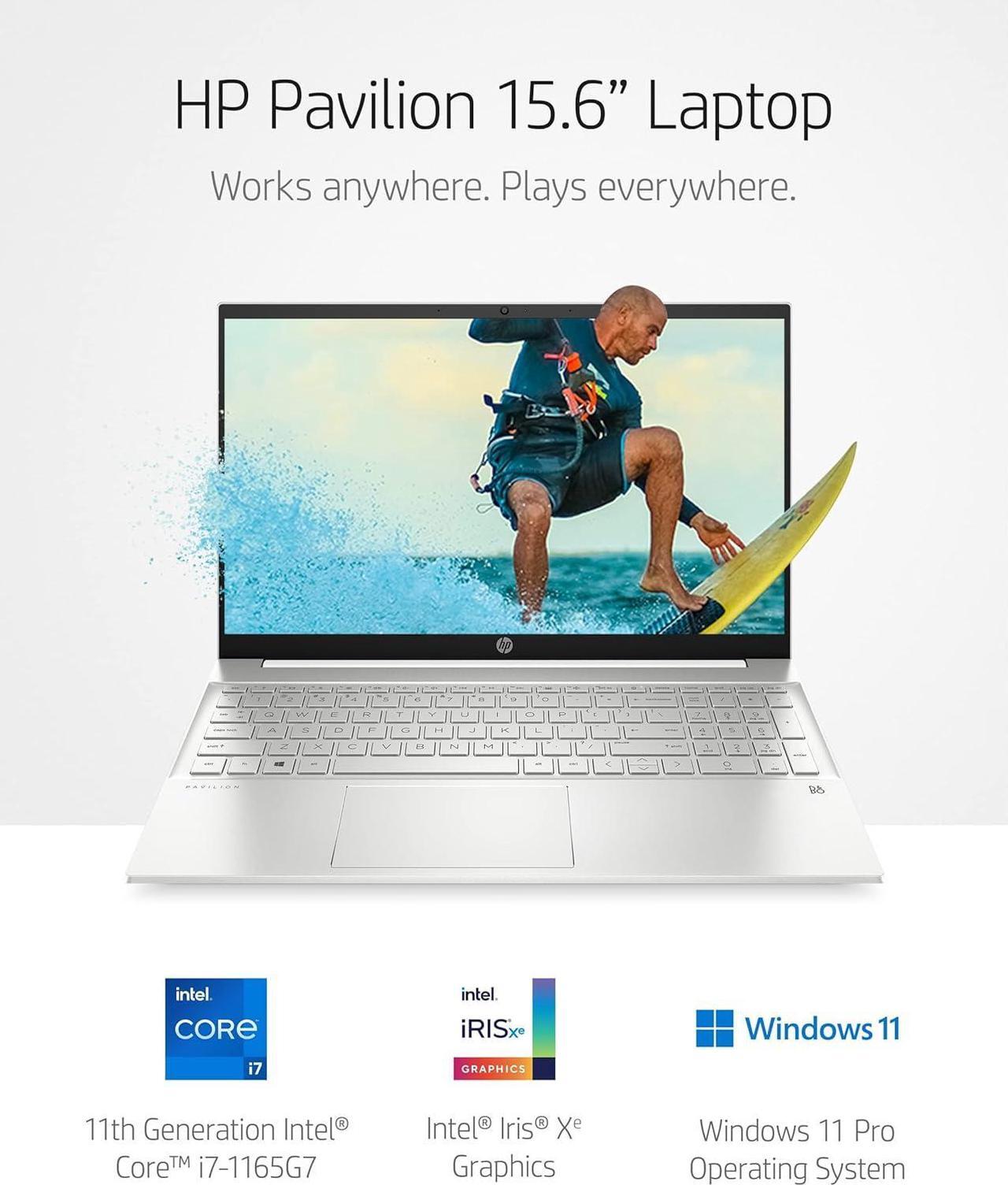 Alt view image 3 of 7 - HP Pavilion 15 Laptop, 15.6" FHD (1920 x 1080) Display, Intel Core i7-1165G7 4 cores Processor, Iris Xe Graphics, Audio by B&O, WFi 6, HDMI, 32GB DDR4  1TB PCIe SSD, Windows 11