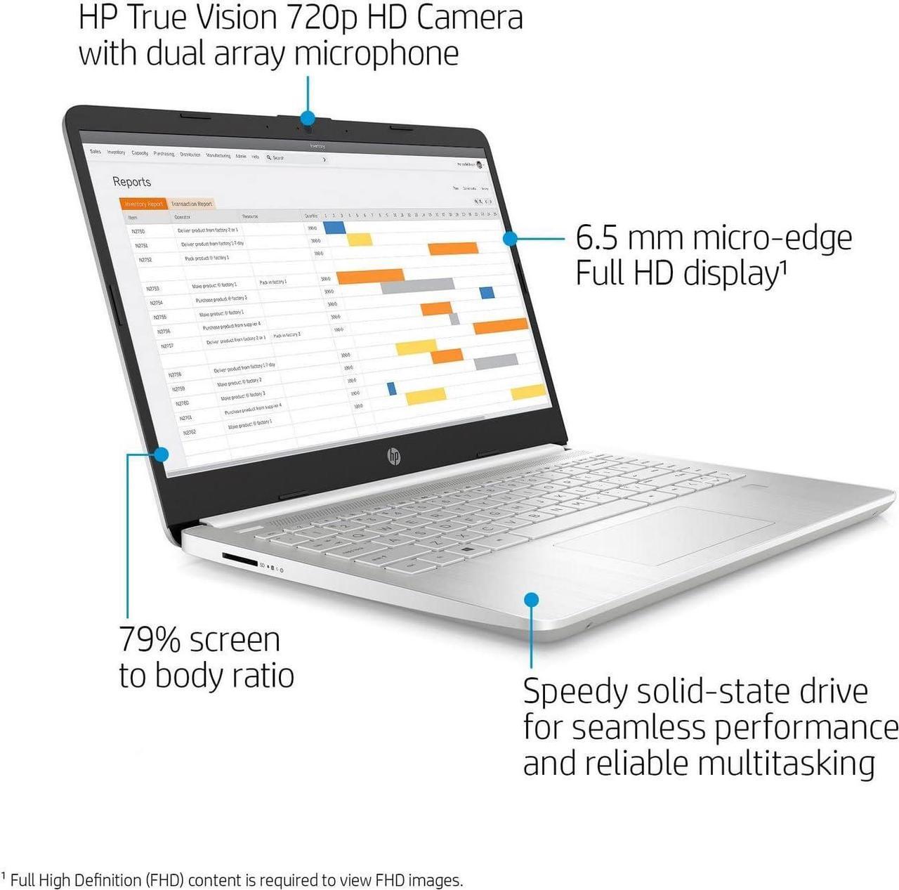 Alt view image 3 of 6 - HP 14 Laptop, 14" Full HD Display, Intel Core i3-1115G4 Dual-Core Processor, Intel UHD Graphics, Webcam, WiFi, Bluetooth, 32GB DDR4  512GB PCIe SSD, Windows 11 Pro