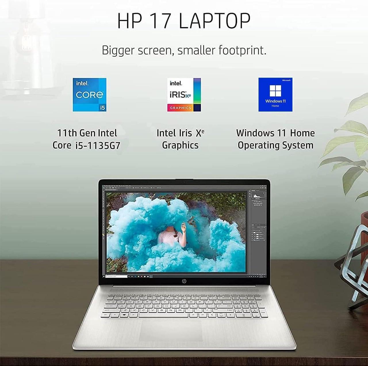 Alt view image 5 of 6 - HP 17 Laptop, 17.3" Full HD (1920 x 1080) Display, Intel Core i5-1135G7 Quad-Core Processor, Intel Iris Xe Graphics, Wi-Fi and Bluetooth, 32GB DDR4  2TB PCIe SSD, Windows 11 Pro