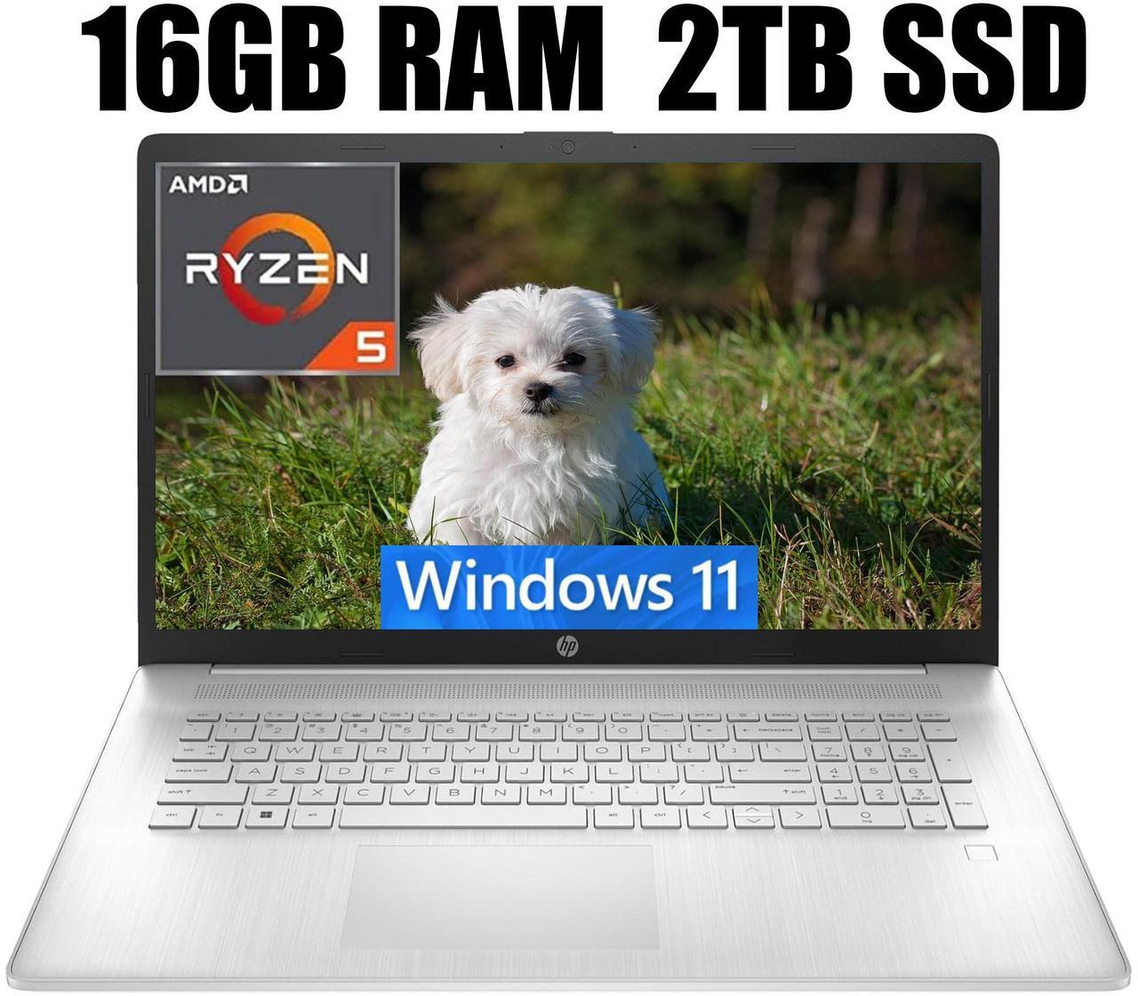 Main image of HP 17 Laptop, 17.3" FHD (1920 x 1080) Display, AMD Ryzen 5 5500U 6 Cores Processor, AMD Radeon Graphics, Webcam, HDMI, Wi-Fi, 16GB DDR4  2TB PCIe SSD, Windows 11