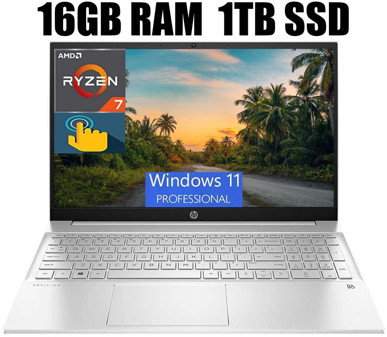Main image of HP Pavilion 15 Laptop, 15.6" FHD Touchscreen, AMD Ryzen 7 5700U(8 Cores, Up to 4.3GHz) Processor, AMD Radeon Graphics, Backlit KB, WiFi 6, 16GB DDR4  1TB PCIe SSD, Windows 11 Pro