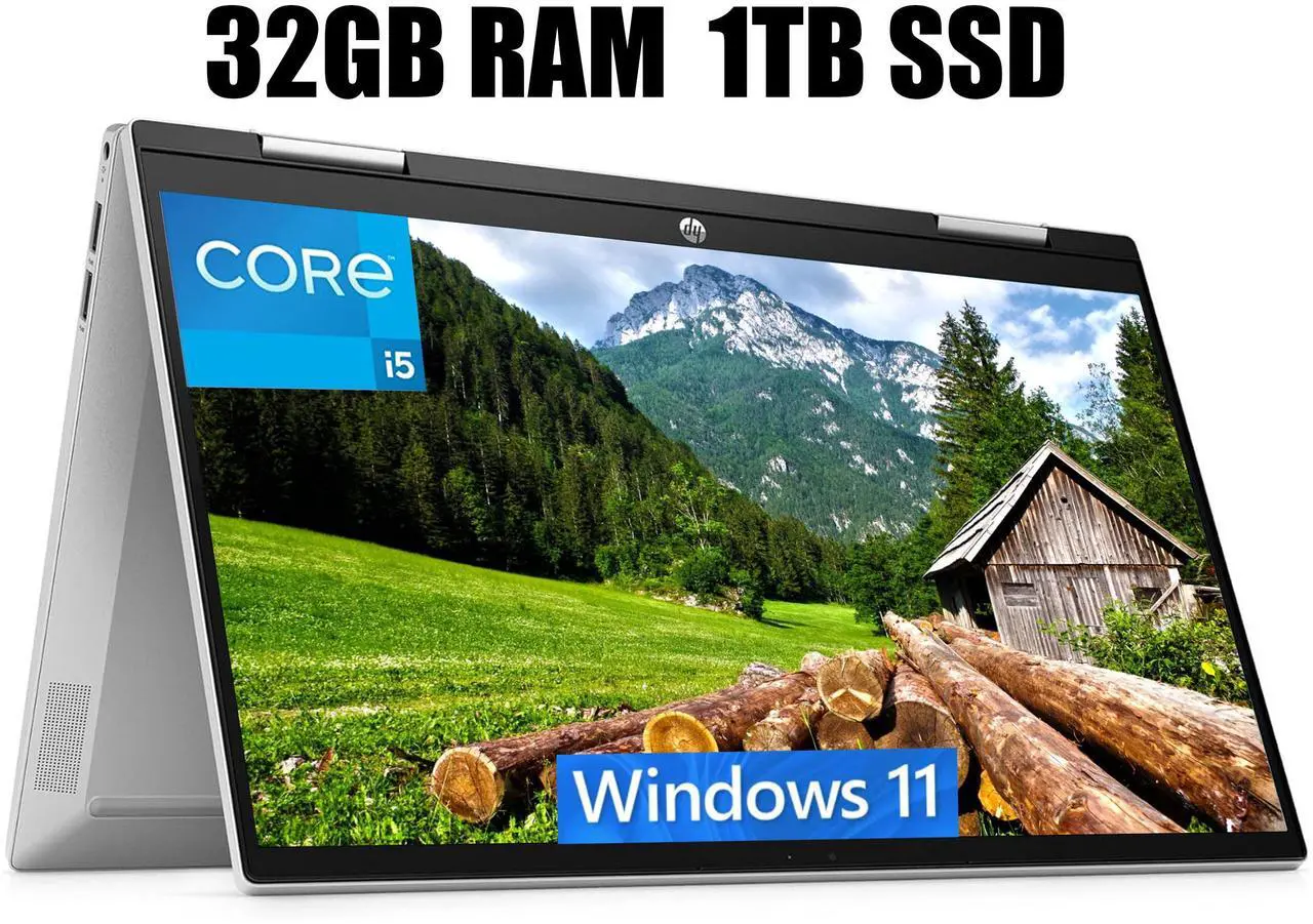 Main image of HP Pavilion x360 14 Laptop, 14" FHD Touchscreen, Intel Core i5-1235U 10 Cores Processor, Intel Iris Xe Graphics, Wi-Fi 6 and Bluetooth, 32GB DDR4  1TB PCIe SSD, Windows 11