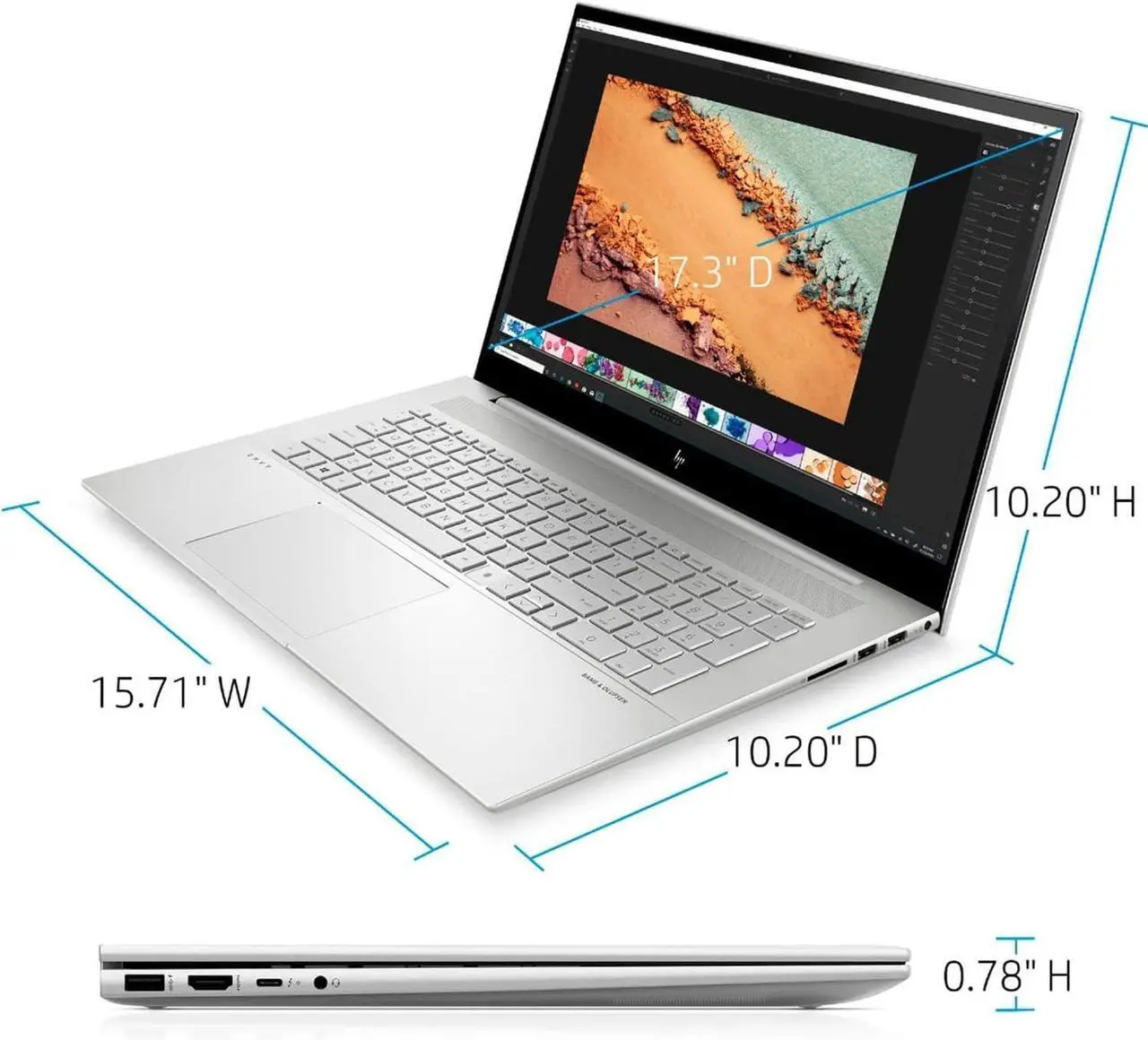 Alt view image 6 of 6 - HP Envy 17 Laptop, 17.3" FHD Touchscreen, Intel Core i7-1255U 10-Core Processor, Intel Iris Xe Graphics, Wi-Fi, Webcam, Backlit Keyboard, Fingerprint Reader, 32GB DDR4  2TB PCIe SSD, Windows 11