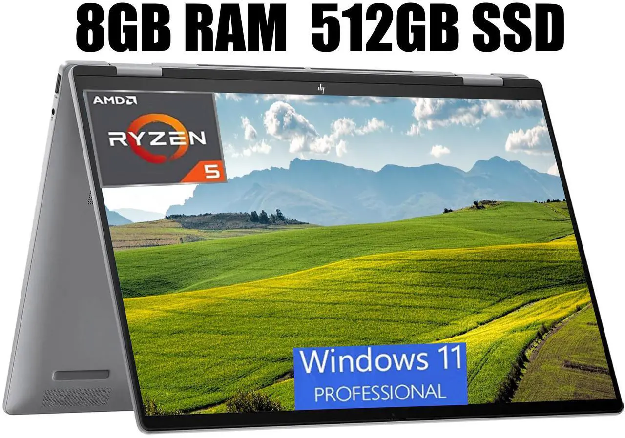 Main image of HP Envy x360 2-in-1 16 Laptop, 16" WUXGA 1920 x 1200 Touchscreen, AMD Ryzen 5 8640HS 6-Core Processor, AMD Radeon Graphics, Backlit KB, Wi-Fi 6E, 8GB  DDR4  512GB  PCIe SSD, Windows 11 Pro