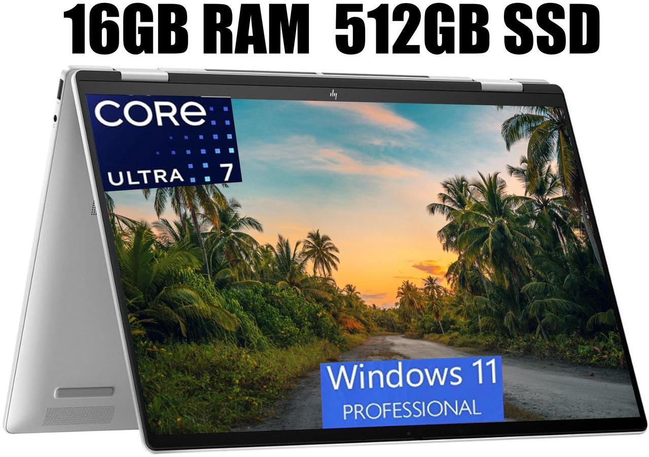 Main image of HP Envy X360 16 Laptop, 16" FHD+ (1920x1200) Touchscreen, Intel Core Ultra 7 155U 12 cores Processor, Intel UHD Graphics, Wi-Fi 6 + Bluetooth, 16GB  DDR4  512GB   PCIe SSD, Windows 11 Pro