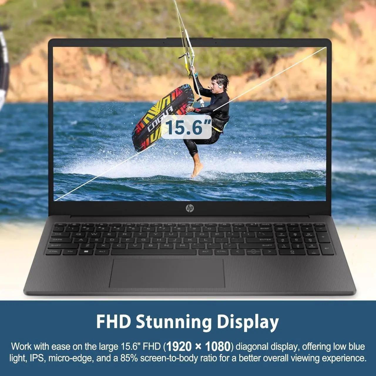 Alt view image 3 of 6 - HP 255 G10 15 Business Laptop, 15.6" FHD Display, AMD Ryzen 5 7530U 6 Cores Processor, AMD Radeon Graphics, Webcam, HDMI, Wi-Fi 6, 32GB DDR4  1TB PCIe SSD, Windows 11