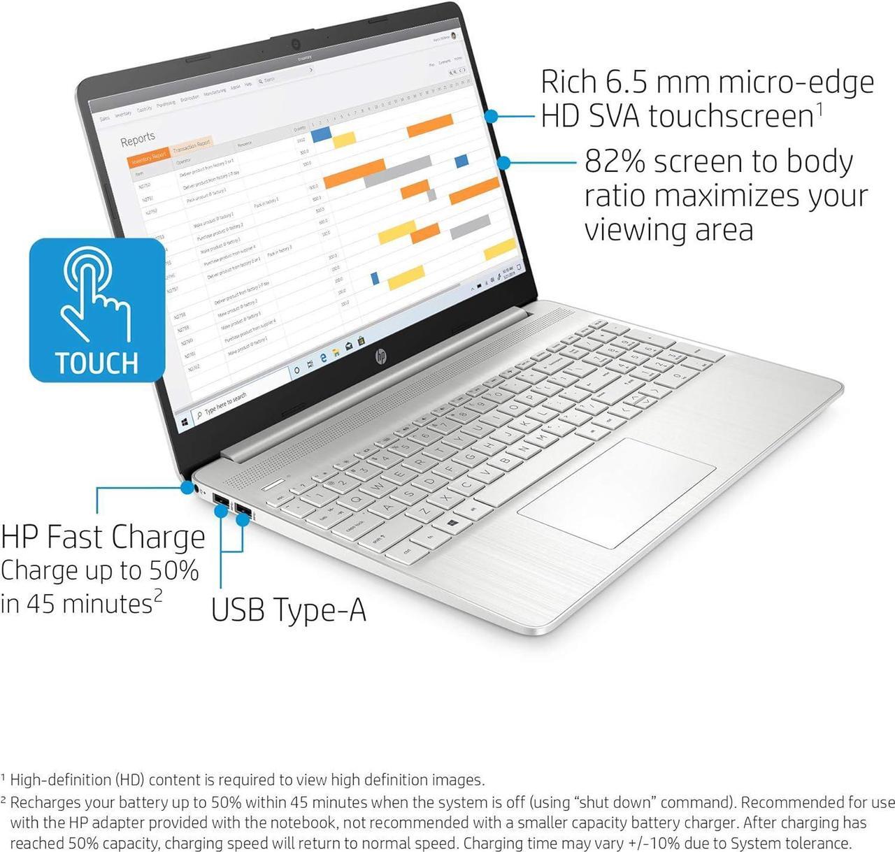 Alt view image 3 of 6 - HP 15 Laptop, 15.6" HD Touchscreen, AMD Ryzen 3 3250U Dual-Core Processor, AMD Radeon Graphics, 16GB DDR4  512GB PCIe SSD, 720p Webcam, Windows 10 Pro
