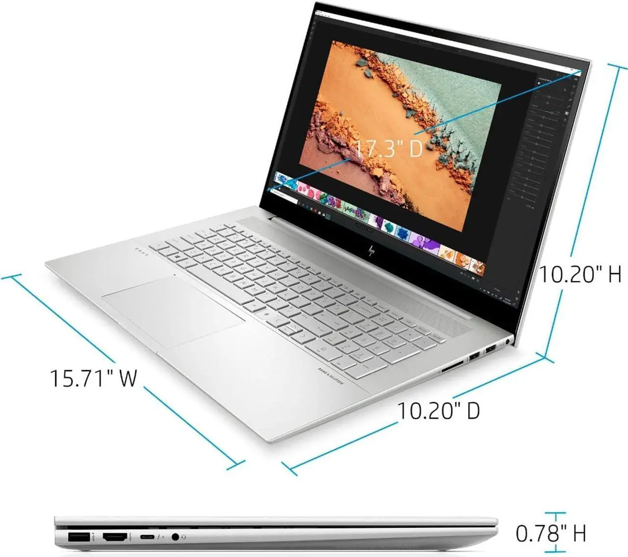 Alt view image 6 of 7 - HP Envy 17 Laptop, 17.3" FHD Touchscreen, Intel Core i7-1255U 10-Core Processor, Intel Iris Xe Graphics, 16GB DDR4  512GB PCIe SSD, Backlit Keyboard, Fingerprint Reader, Windows 11