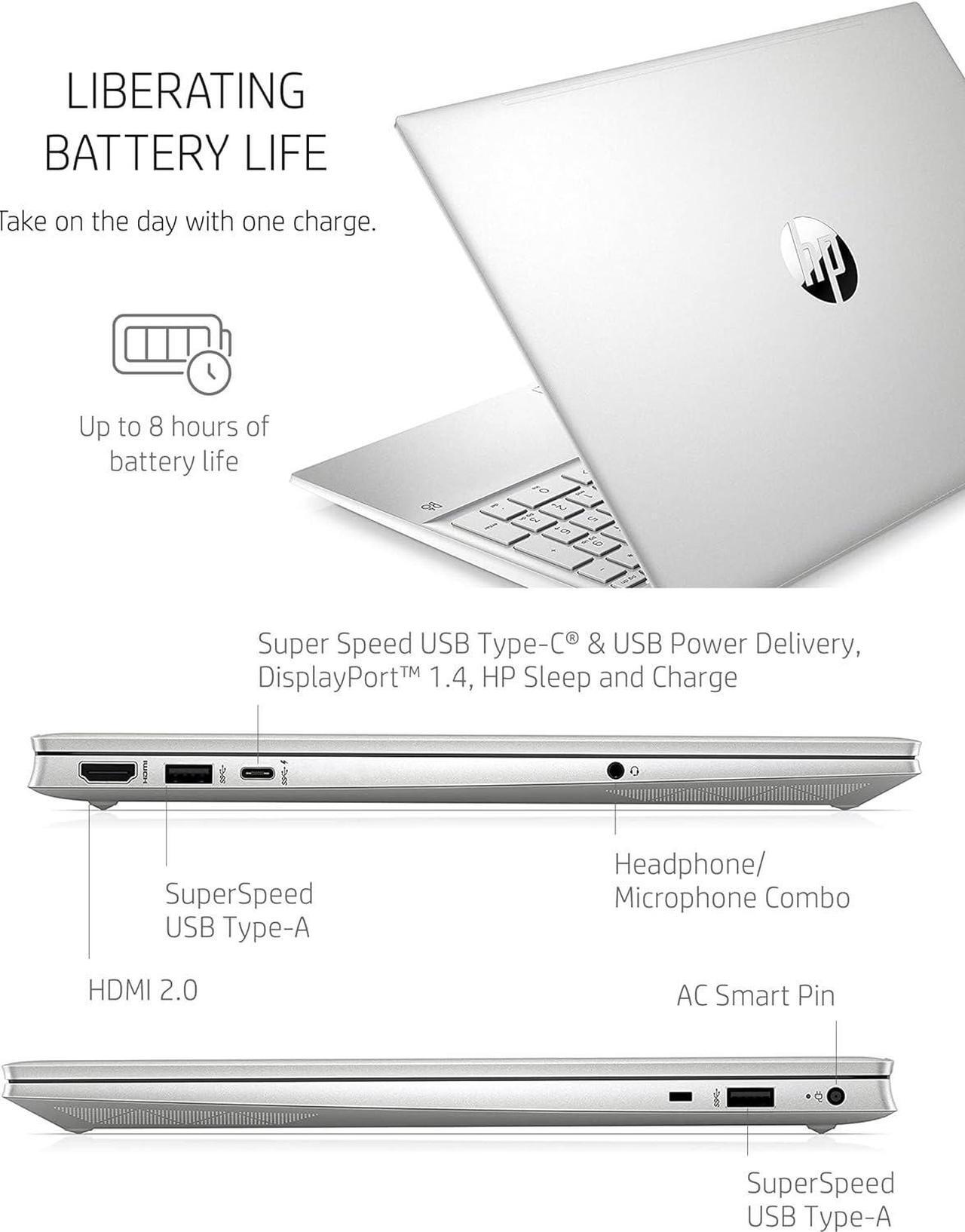 Alt view image 4 of 6 - HP Pavilion 15 Laptop, 15.6" FHD (1920 x 1080) Display, Intel Core i7-1165G7 4 cores Processor, Iris Xe Graphics, 8GB DDR4  256GB PCIe SSD, Audio by B&O, WFi 6, HDMI, Windows 10