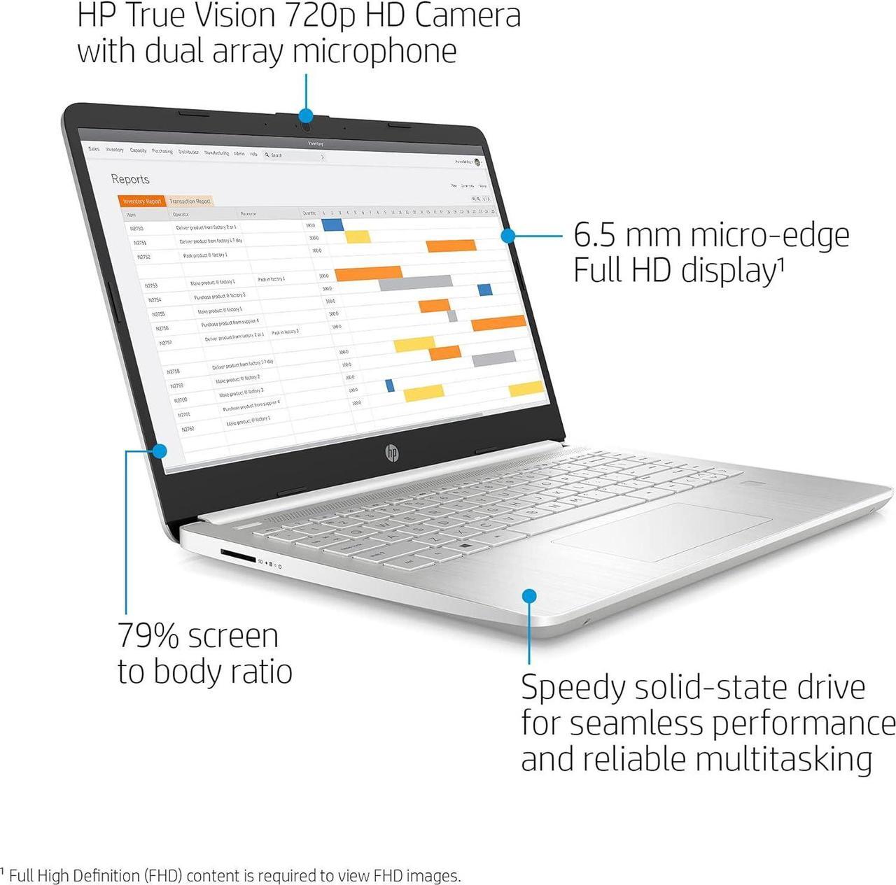 Alt view image 3 of 7 - HP 14 Laptop, 14" Full HD Display, Intel Core i3-1115G4 Dual-Core Processor, Intel UHD Graphics, 36GB DDR4  1TB PCIe SSD, Webcam, WiFi, Bluetooth, Windows 11H