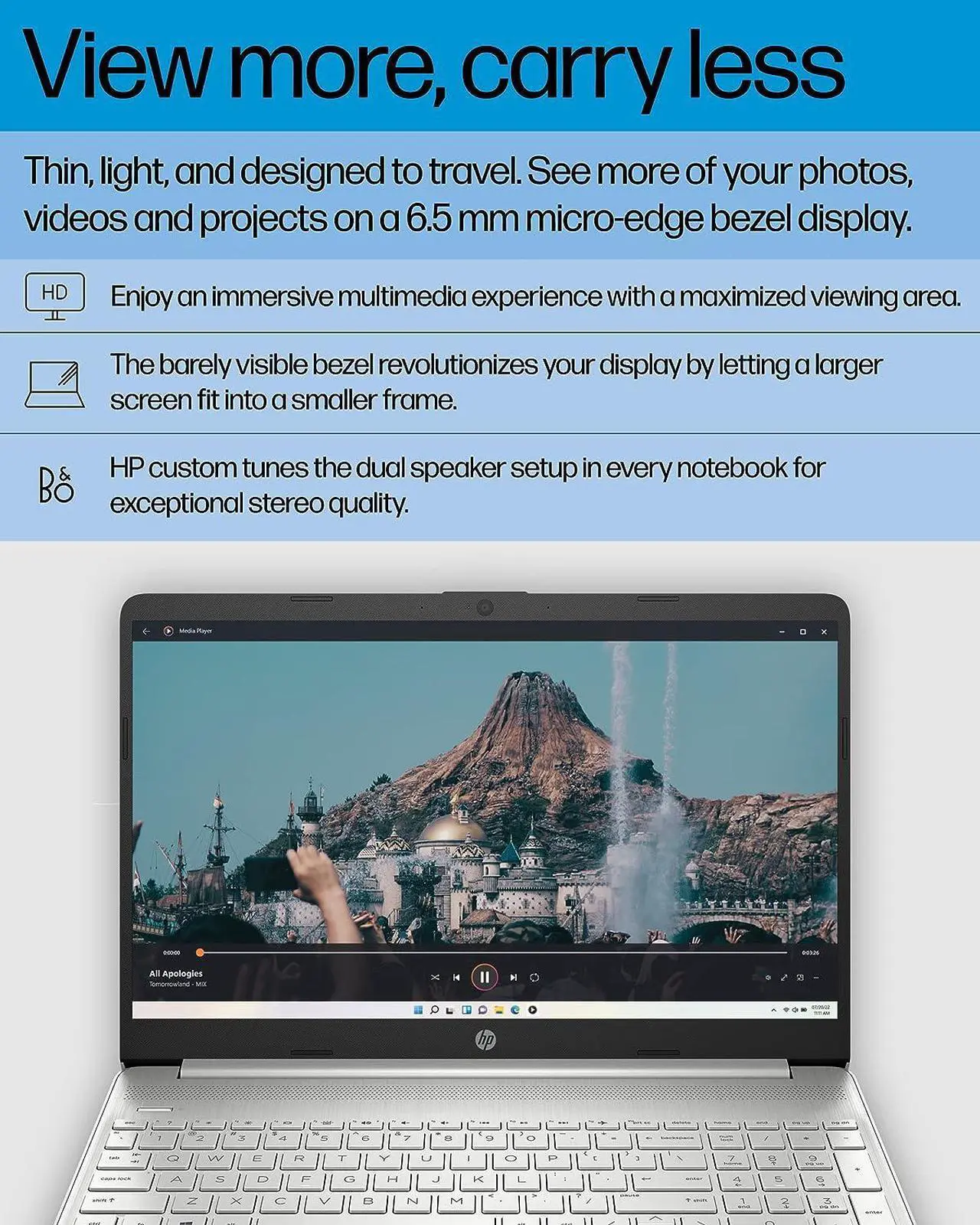 Alt view image 4 of 7 - HP 15 Laptop, 15.6 HD Display, AMD Ryzen 7 5700U 8 cores Processor, AMD Radeon Graphics, 32GB DDR4  512GB PCIe SSD, Full-Size Keyboard, Wi-Fi 6 & Bluetooth, Windows 11 Pro