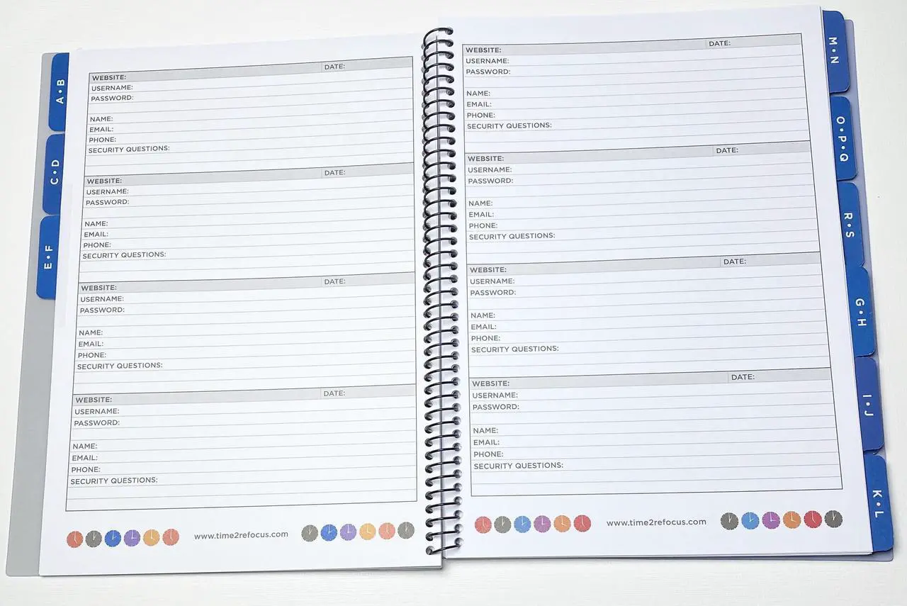 Alt view image 4 of 18 - Re-Focus the Creative Office Large Password Keeper Book, 7.5x10", Black