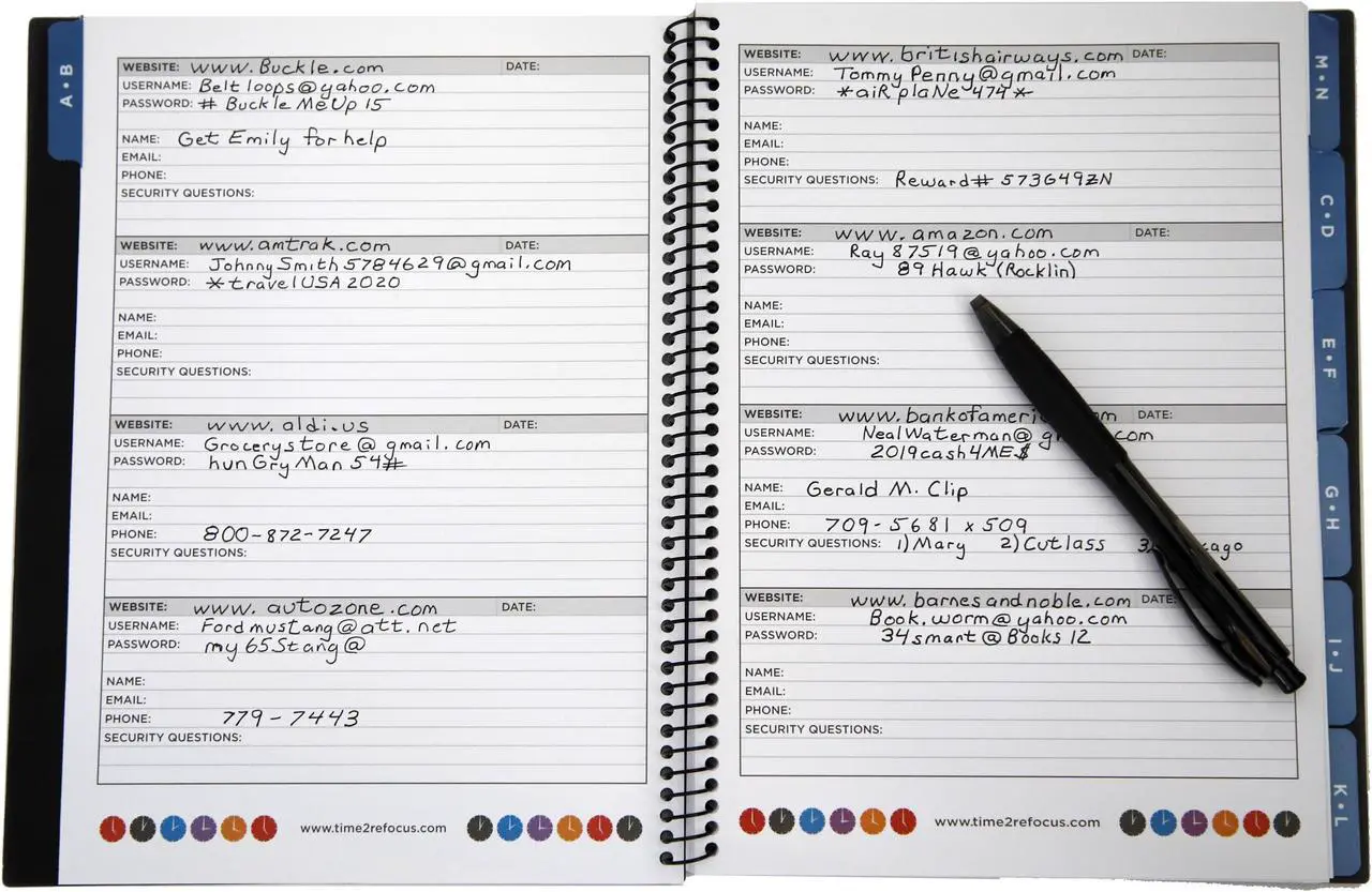 Alt view image 5 of 18 - Re-Focus the Creative Office Large Password Keeper Book, 7.5x10", Black