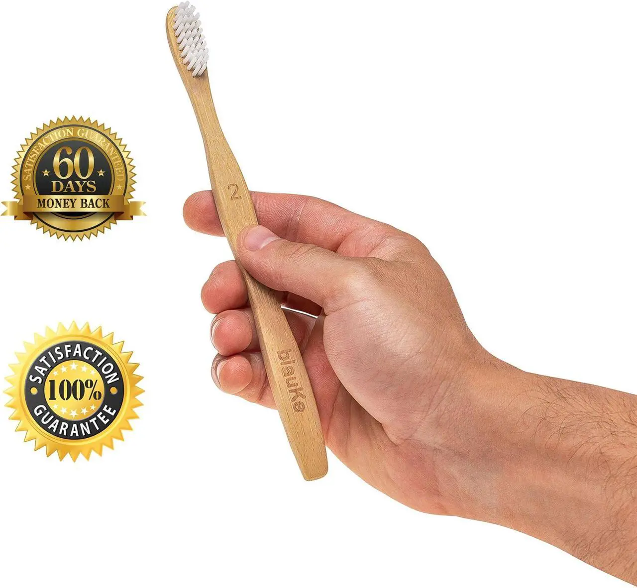 Alt view image 2 of 7 - Bamboo Toothbrushes Medium Bristles 4-Pack - Biodegradable, Sustainable, Compostable, Natural, Eco-Friendly - Wood Toothbrush Set - BlauKe®