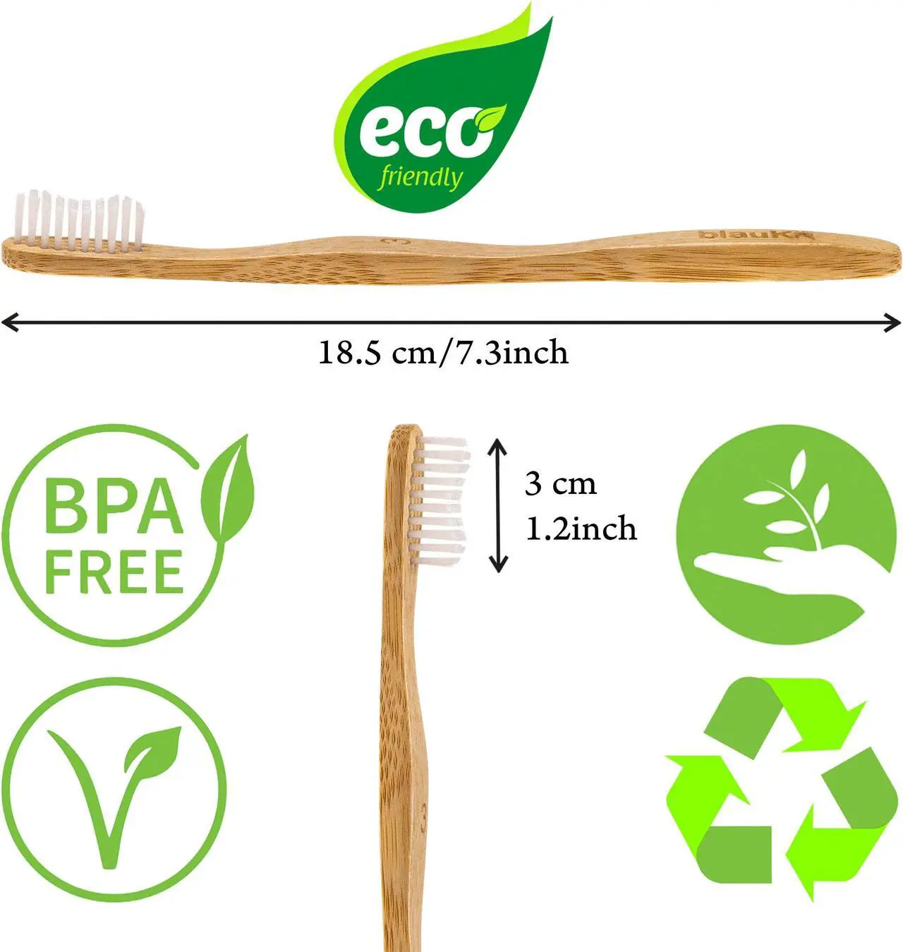 Alt view image 3 of 7 - Bamboo Toothbrushes Medium Bristles 4-Pack - Biodegradable, Sustainable, Compostable, Natural, Eco-Friendly - Wood Toothbrush Set - BlauKe®