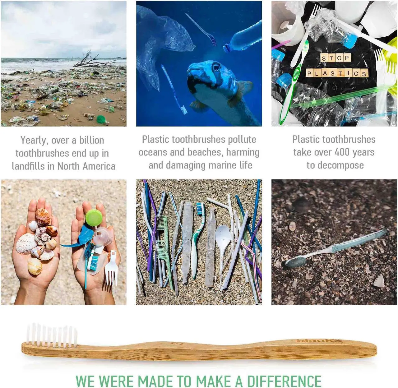Alt view image 7 of 7 - Bamboo Toothbrushes Medium Bristles 4-Pack - Biodegradable, Sustainable, Compostable, Natural, Eco-Friendly - Wood Toothbrush Set - BlauKe®