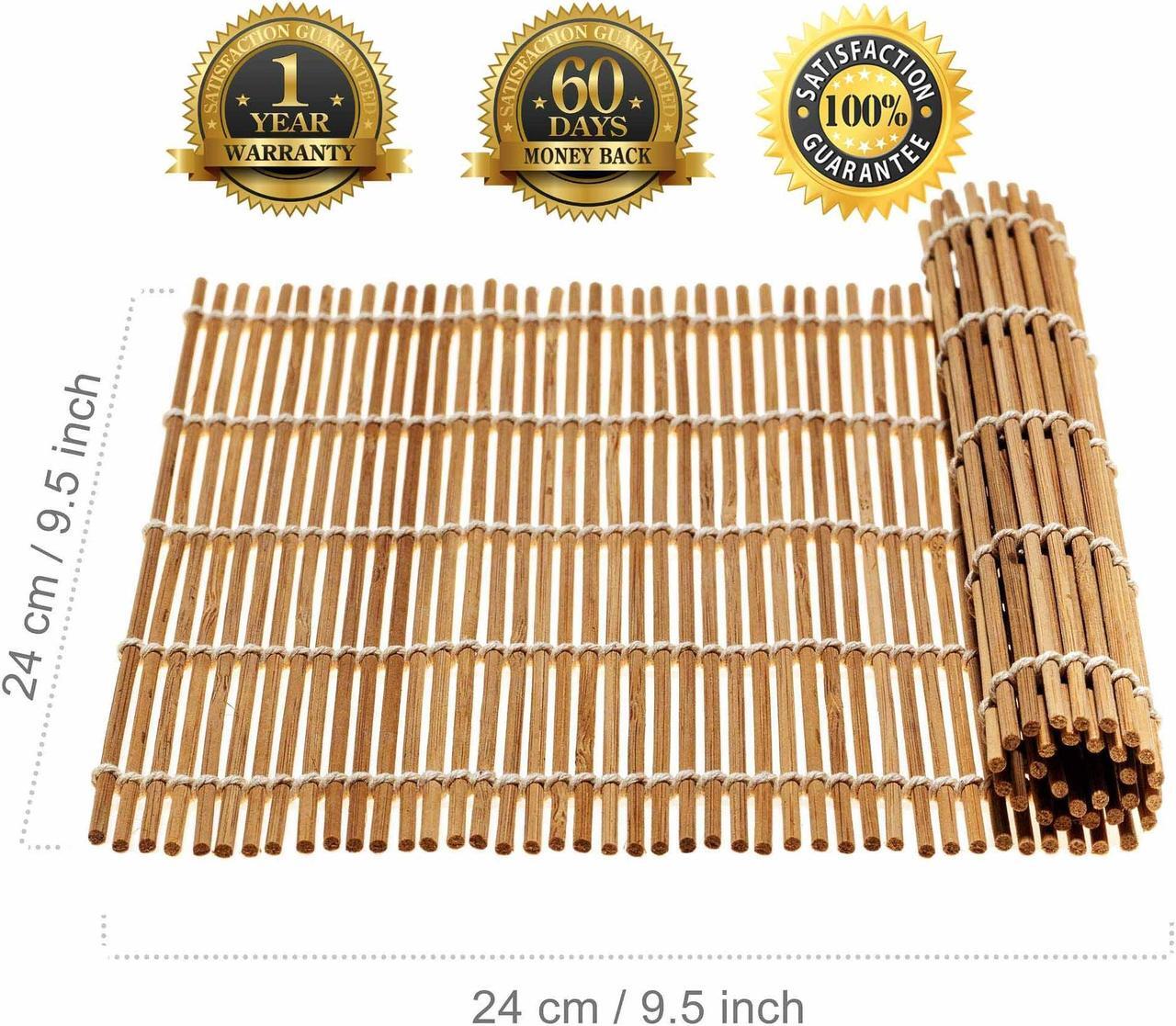 Alt view image 2 of 7 - Sushi Making Kit - 2 Bamboo Sushi Rolling Mats, 5 Pairs Chopsticks, Rice Paddle, Spreader - Beginner Sushi Maker Kit with Roller Mat and Accessories - BlauKe®