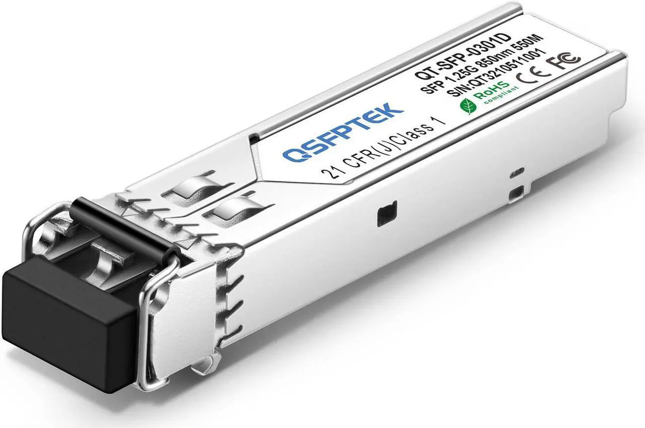 Main image of QSFPTEK SFP Module Gigabit Multimode LC Mini-GBIC Transceiver 1000BASE-SX for Cisco GLC-SX-MMD/GLC-SX-MM/SFP-GE-S, Ubiquiti UF-MM-1G, Netgear, Mikrotik, Other Open Switches (850nm, 550m, with DDM)