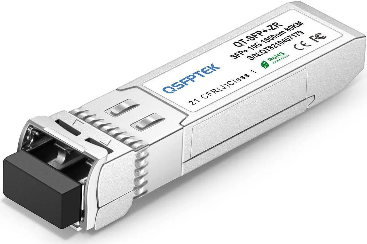 Main image of QSFPTEK 10G SFP+ Module LC Single-Mode Transceiver 10GBASE-ZR for Cisco SFP-10G-ZR, Ubiquiti, Netgear, Mikrotik, D-Link, TP-Link, Broadcom, Linksys (1550nm, 80km, with DDM)