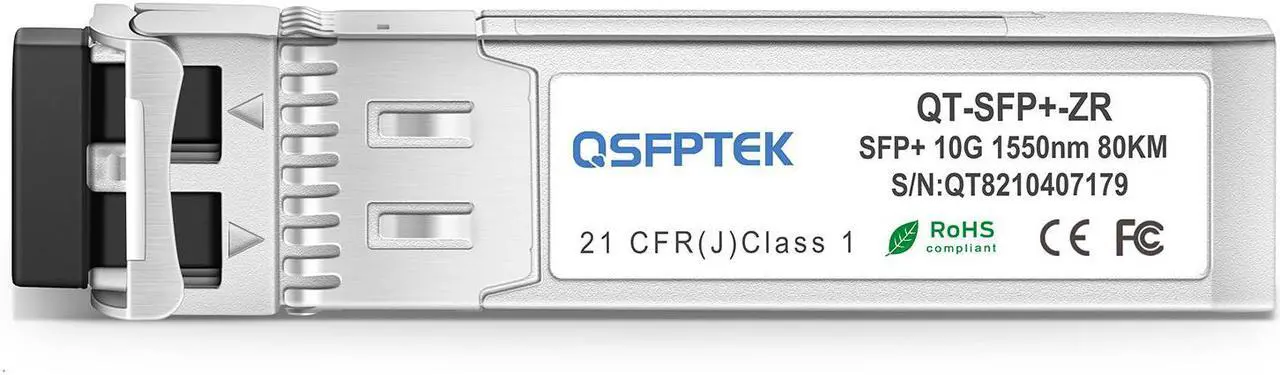 Alt view image 2 of 5 - QSFPTEK 10G SFP+ Module LC Single-Mode Transceiver 10GBASE-ZR for Cisco SFP-10G-ZR, Ubiquiti, Netgear, Mikrotik, D-Link, TP-Link, Broadcom, Linksys (1550nm, 80km, with DDM)