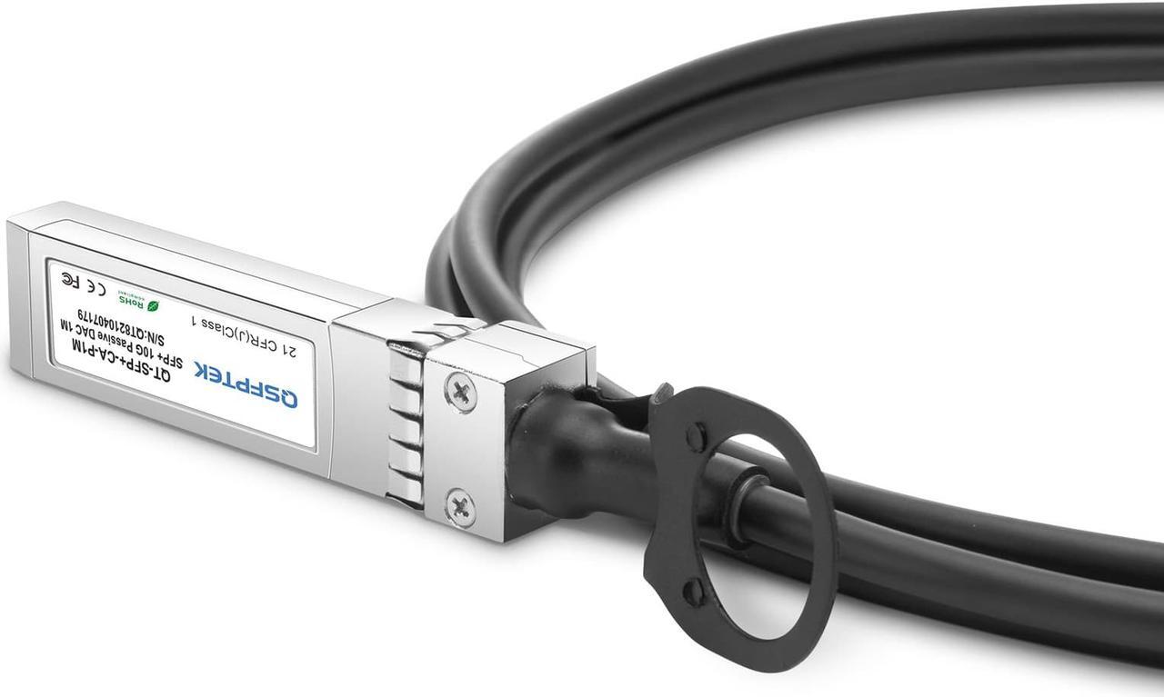 Alt view image 2 of 4 - QSFPTEK 10G SFP+ DAC Cable, 1m (3.3ft) Passive Direct Attach Copper Twinax Cable for Cisco SFP-H10GB-CU50CM, Ubiquiti, D-Link, Netgear, Mikrotik, Open Switch Devices 1M