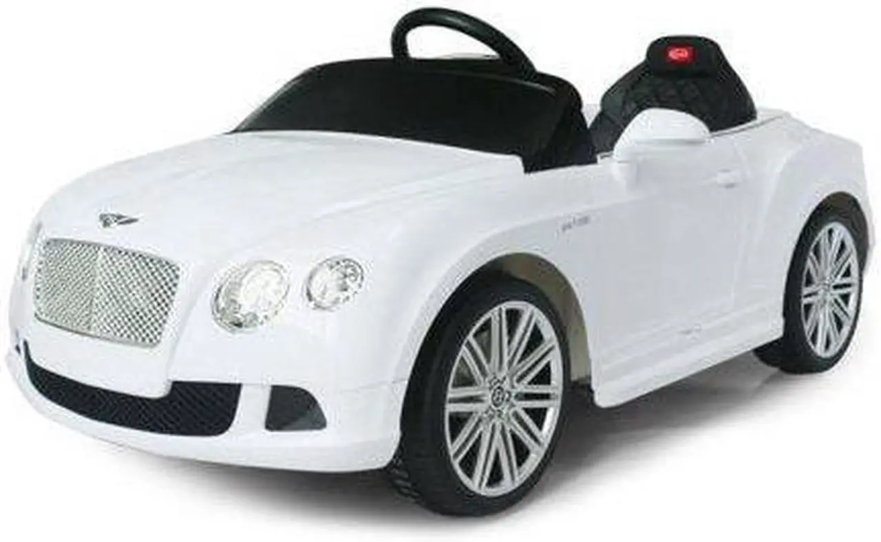 Main image of Kids 12 Volt Electric Car R/C Music Lights Car Remote Control Car Licensed Ride On Car Open Trunk White Leather Seat Music Compatible with Bentley