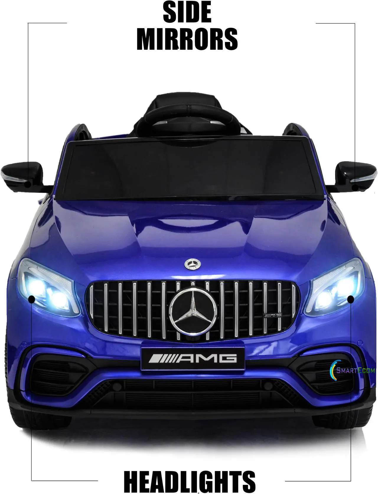 Alt view image 2 of 7 - Ride On Toys - Electric 12V Battery Powered RC Car - Kids Ride On Car with Plastic Wheels, Sound Buttons, Open Doors, Leather Seat, MP3 for Music, Blue Education Compatible with Mercedes-Benz
