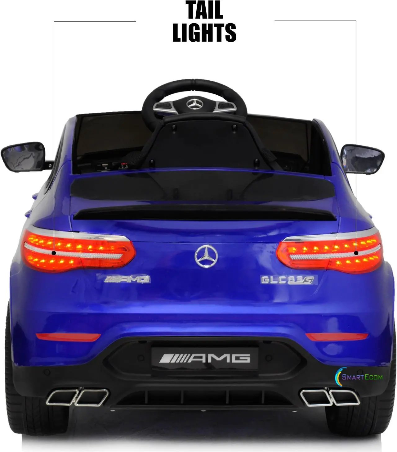 Alt view image 5 of 7 - Ride On Toys - Electric 12V Battery Powered RC Car - Kids Ride On Car with Plastic Wheels, Sound Buttons, Open Doors, Leather Seat, MP3 for Music, Blue Education Compatible with Mercedes-Benz