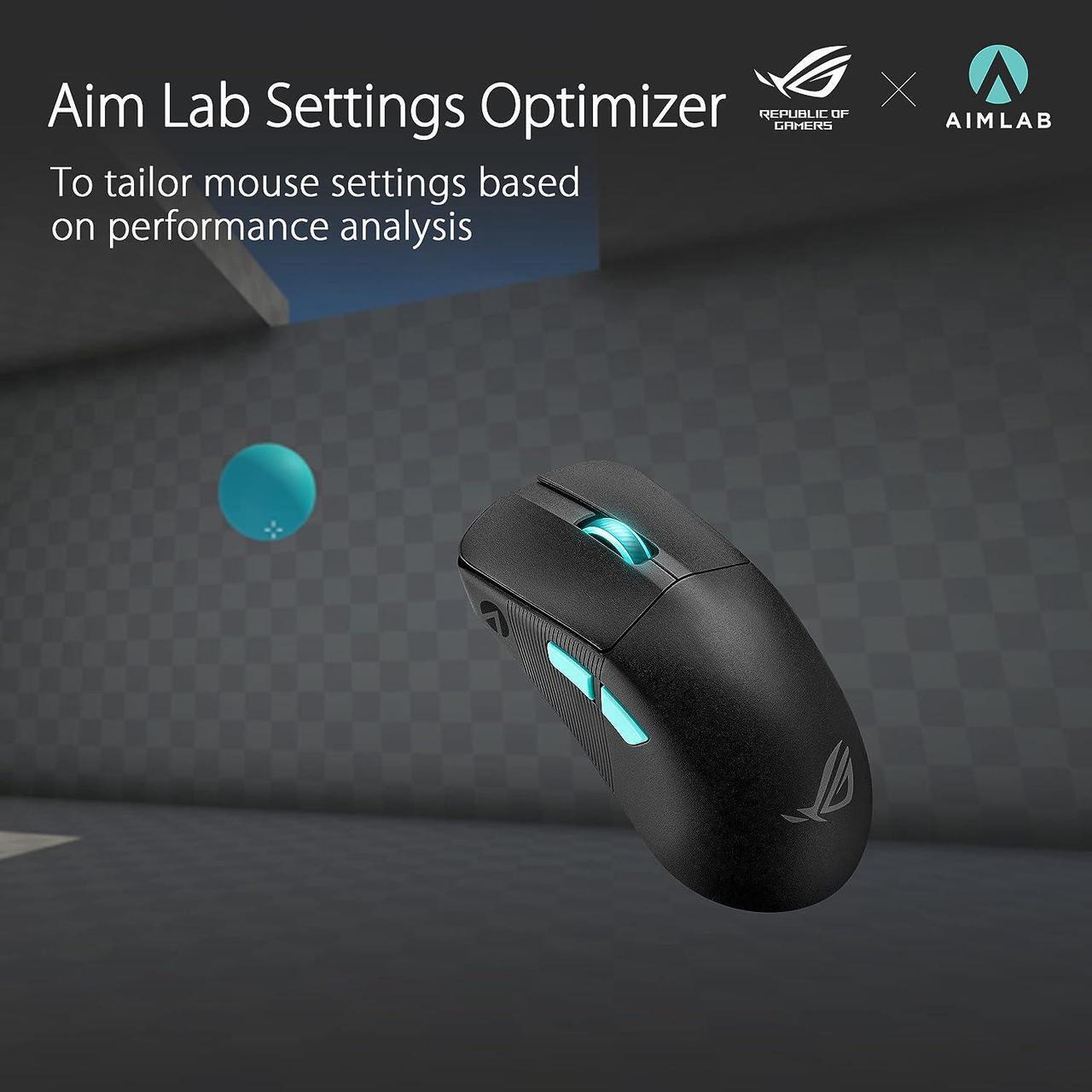 Alt view image 3 of 7 - ASUS ROG Harpe Ace Aim Lab Edition Gaming Mouse, 54 g Ultra-Lightwieght, Connectivity (2.4GHz RF, Bluetooth, Wired), 36K DPI Sensor, 5 Programmable Buttons, ROG SpeedNova, Esports & FPS Gaming, Black