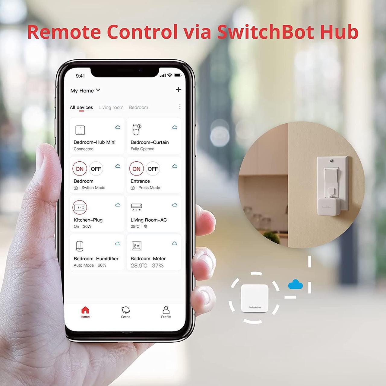 Alt view image 7 of 7 - SwitchBot Smart Switch Button Pusher - No Wiring, Wireless App or Timer Control, Add SwitchBot Hub Mini to Make it Compatible with Alexa, Google Home, IFTTT (white)