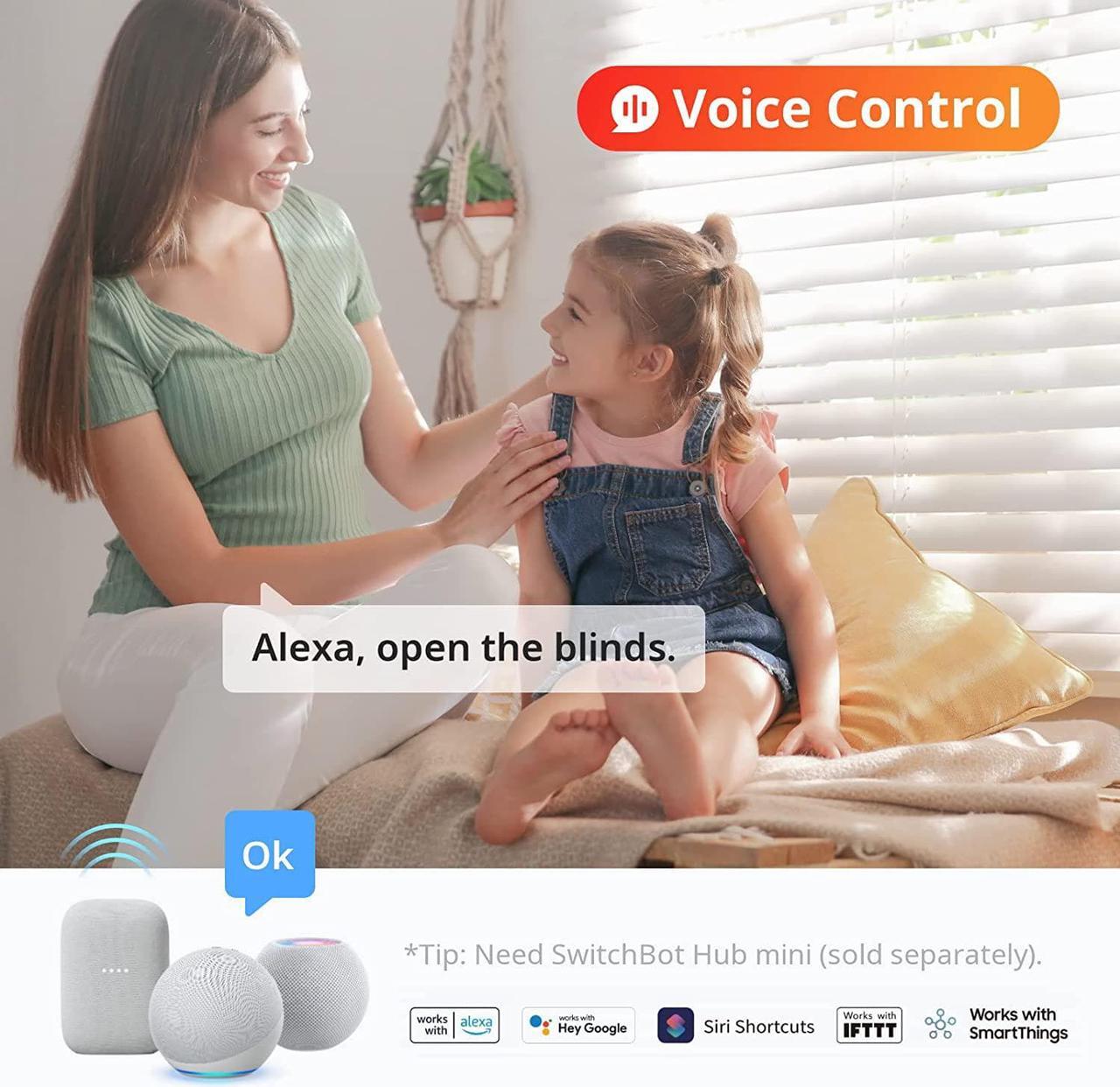 Alt view image 7 of 14 - SwitchBot Blind Tilt Motorized Blinds - Smart Electric Blinds with Bluetooth Remote Control, Solar Powered, Light Sensing Control, Add SwitchBot Hub Mini to Make it Compatible with Alexa & Google Home