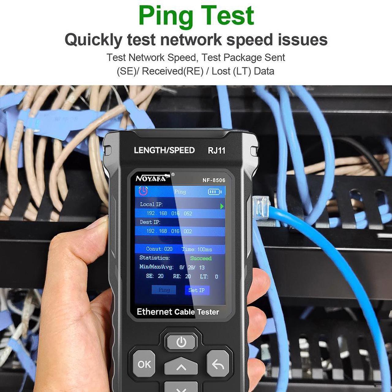 Alt view image 4 of 7 - NOYAFA NF-8506 Network Cable Tester with Multifunction Cable Tracker for Home Improvement Supports PING Test IP Scan and Network Port Speed Detection