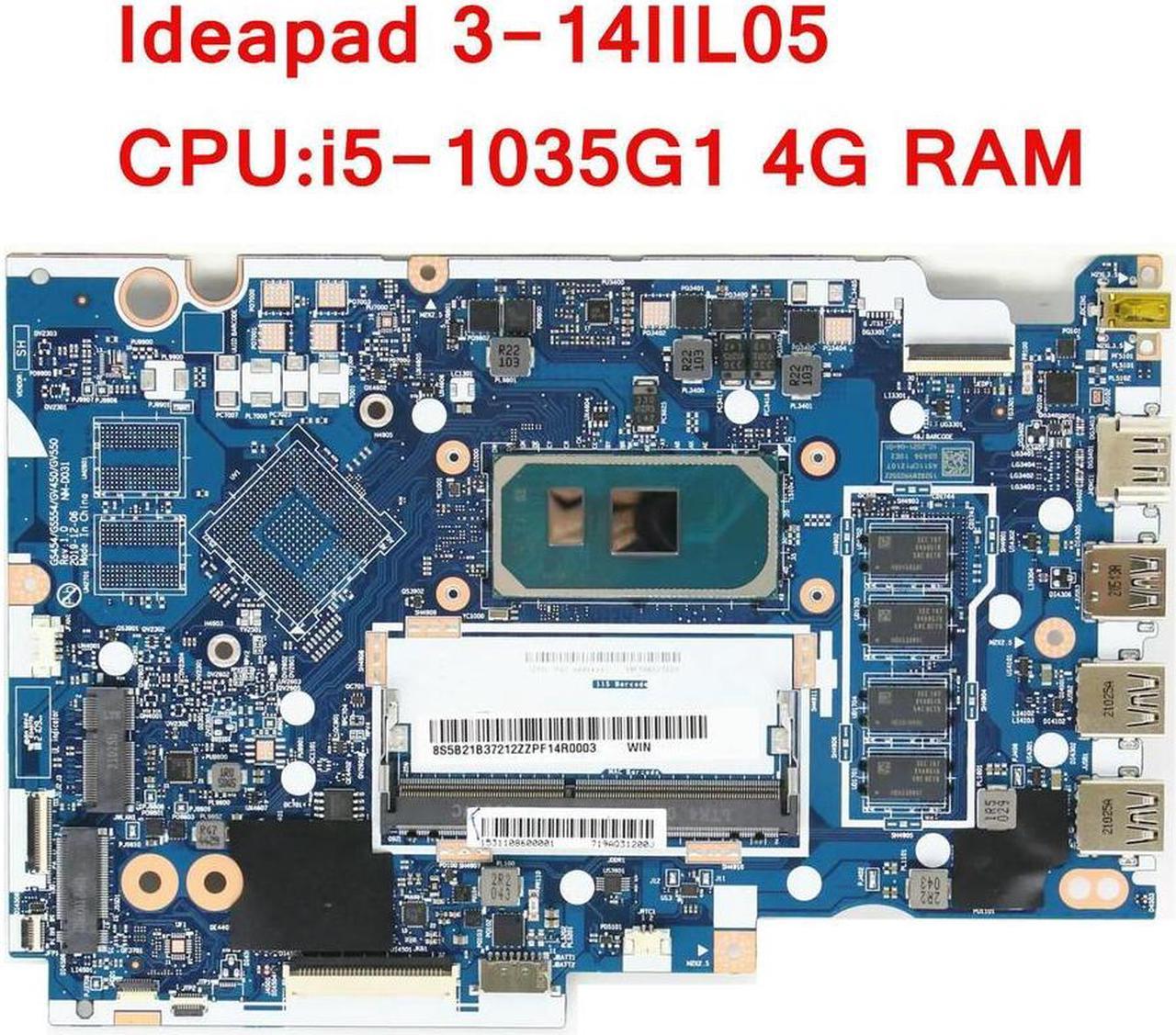 For 3-14IIL05 Laptop Motherboard I5-1035G1 CPU 4G RAM NM-D031 5B21B37212 5B20S44250