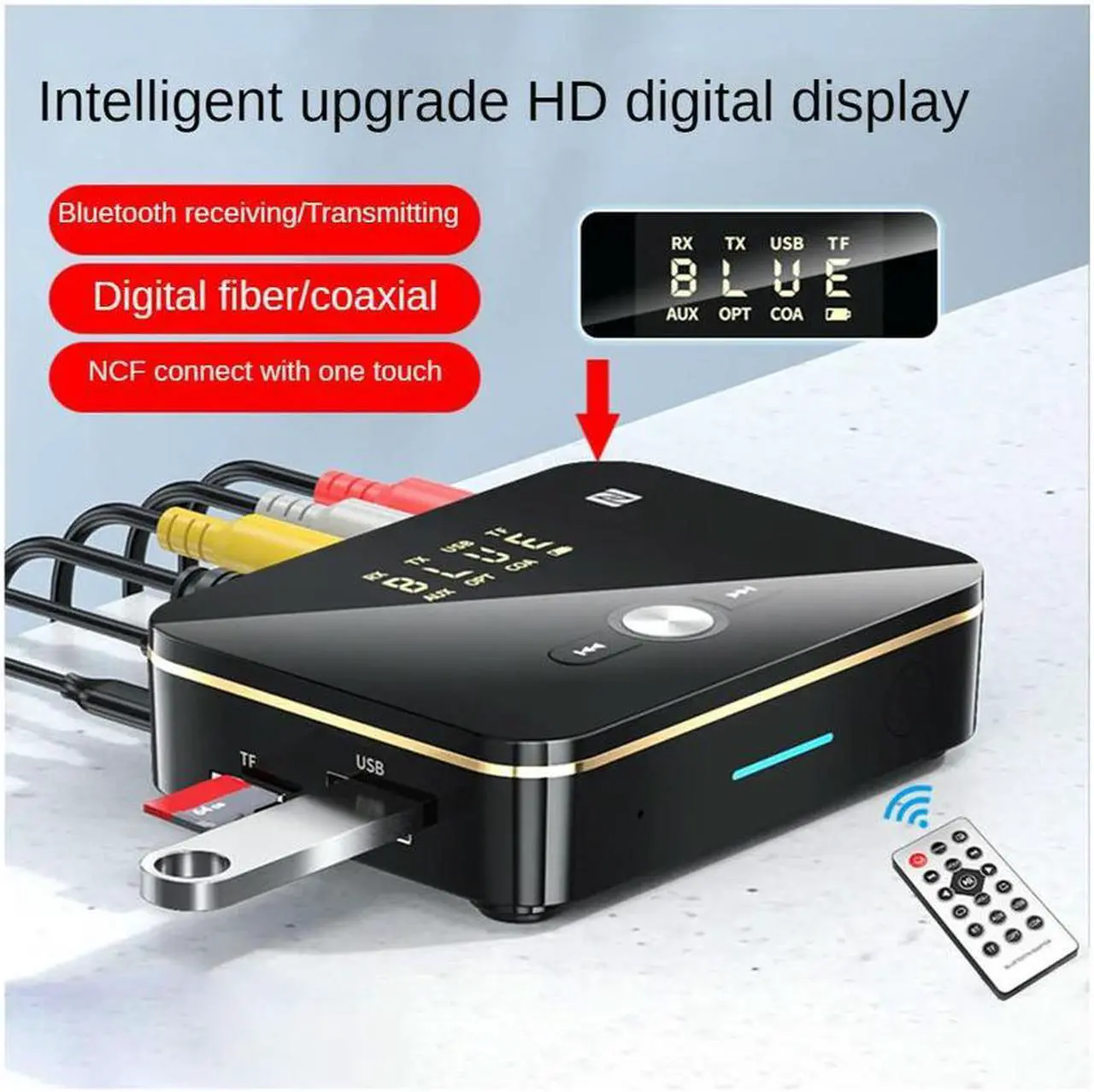 Main image of NFC Digital Display Bluetooth Adapter NFC Bluetooth 5.0 Receiver Transmitter 3.5mm Bluetooth Audio Adapter