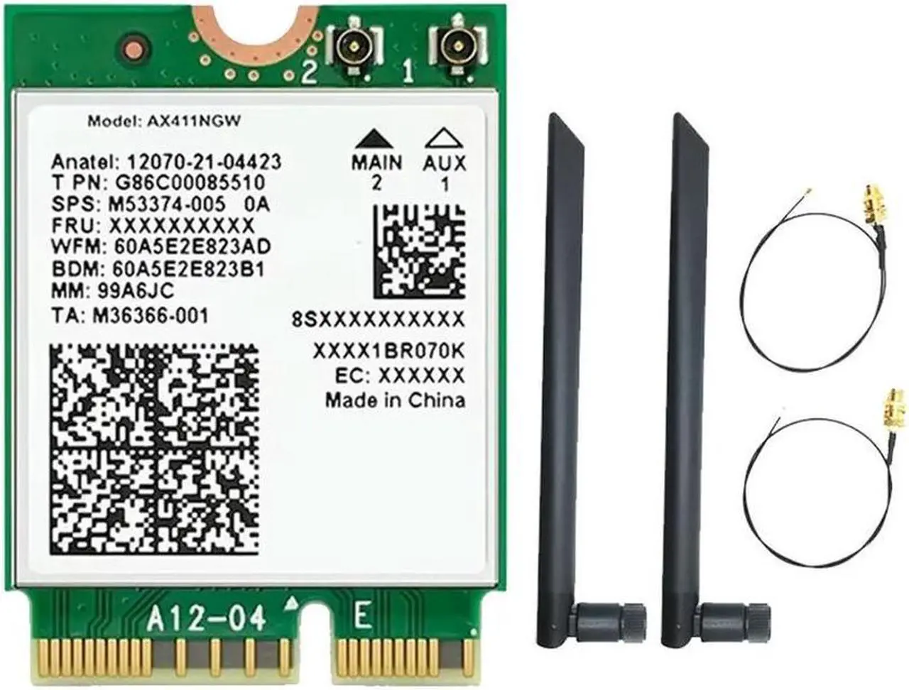 Main image of For AX411 Card+8DB Antenna 6E CNVio2 BT 5.3 Tri-Band 5374Mbps Adapter for Laptop/PC Win10/11-64Bit