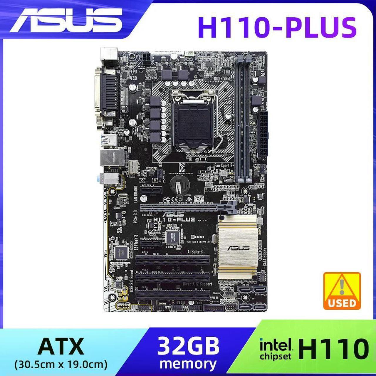 H110 Motherboard DDR4 H110-PLUS Supports 6th Core i3 i5 i7 Processors 2x DIMM Max. 32GB DDR4 ATX Form Factor LGA 1151