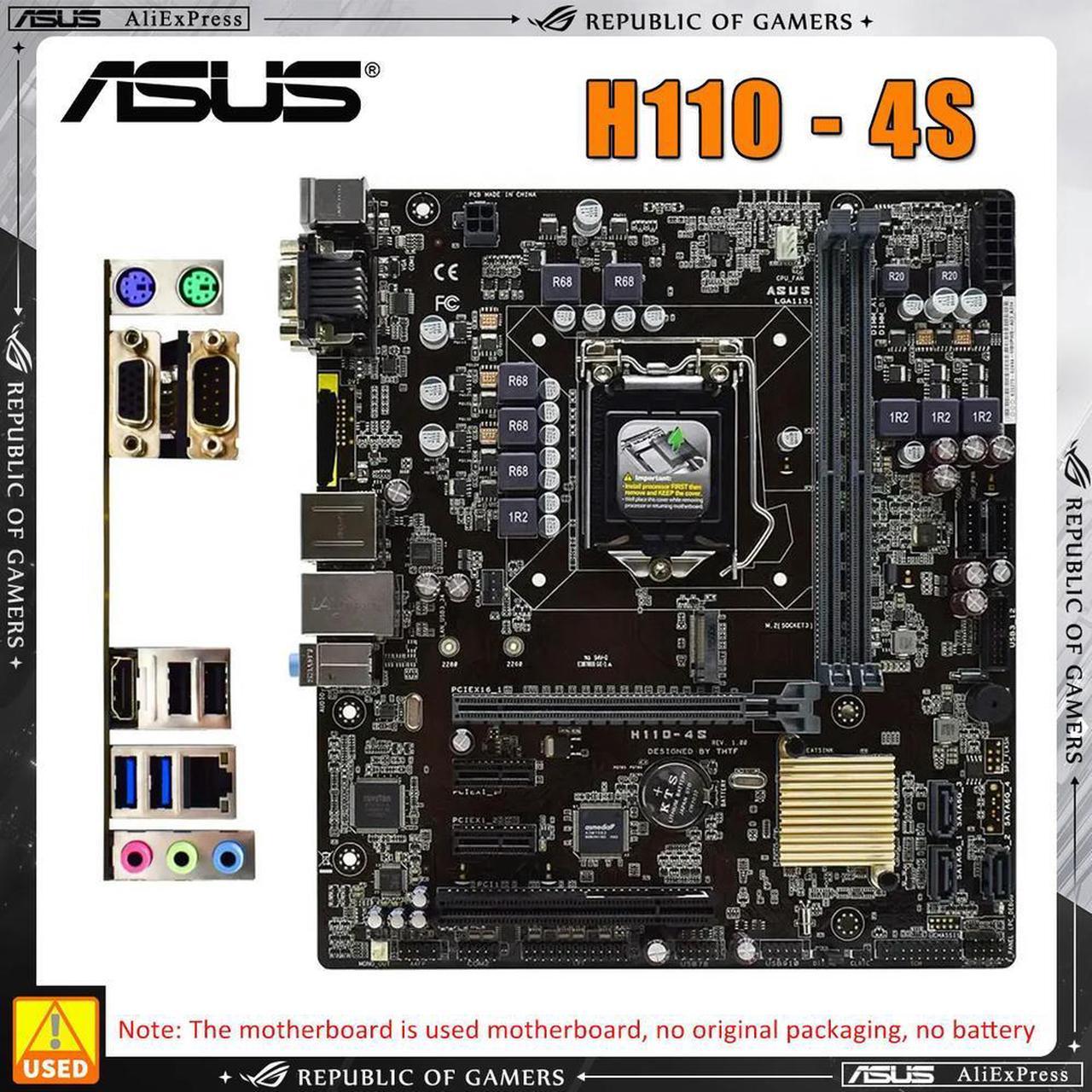 H110 Motherboard H110-4S Supports for Core i3 6100 With 2x DIMM Max. 16GB DDR4 Micro ATX Form Factor LGA 1151 Socket