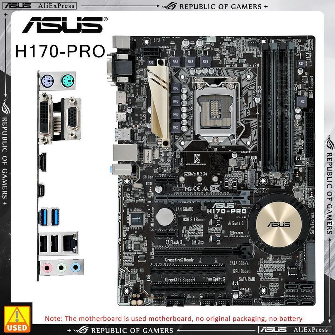 H170-PRO DDR4 Motherboard LGA 1151 Socket Supports 6th 7th Gen Core i3 i5 i7 Processor 4x DIMM Max. 64GB DDR4 ATX Mainboard