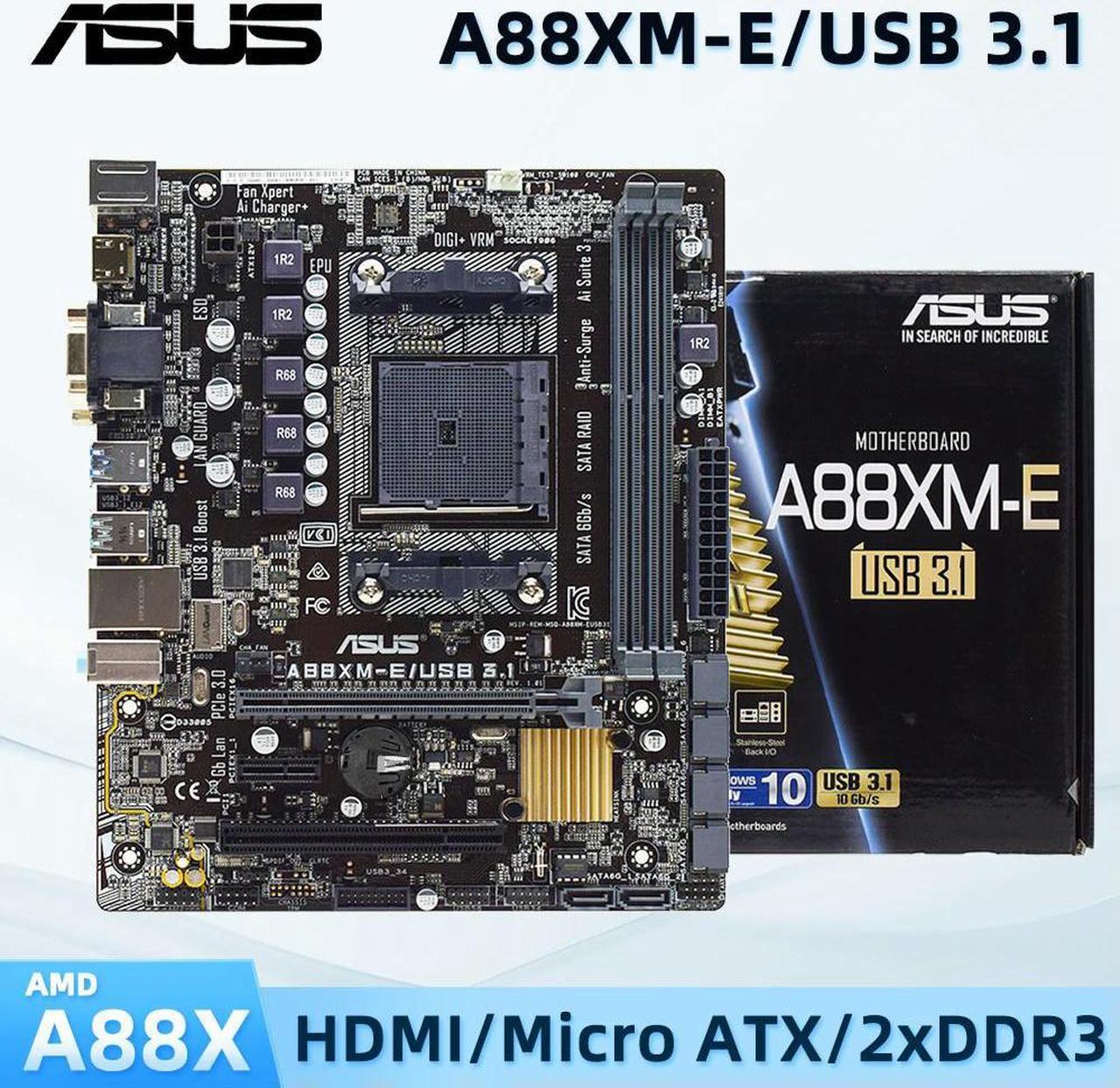 A88XM-E/USB 3.1, With BOX, A88X Motherboard Socket FM2/FM2+, Supports Athlon X4 860K, 2x DIMM Max. 32GB DDR3, Micro ATX