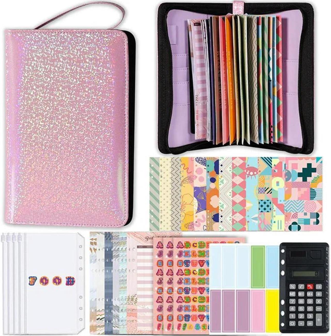 A6 Glitter Hand Zip Bag Loose Leaf Binder Notebook Inner Core Cover Note Book Planner Office Stationery Supplies