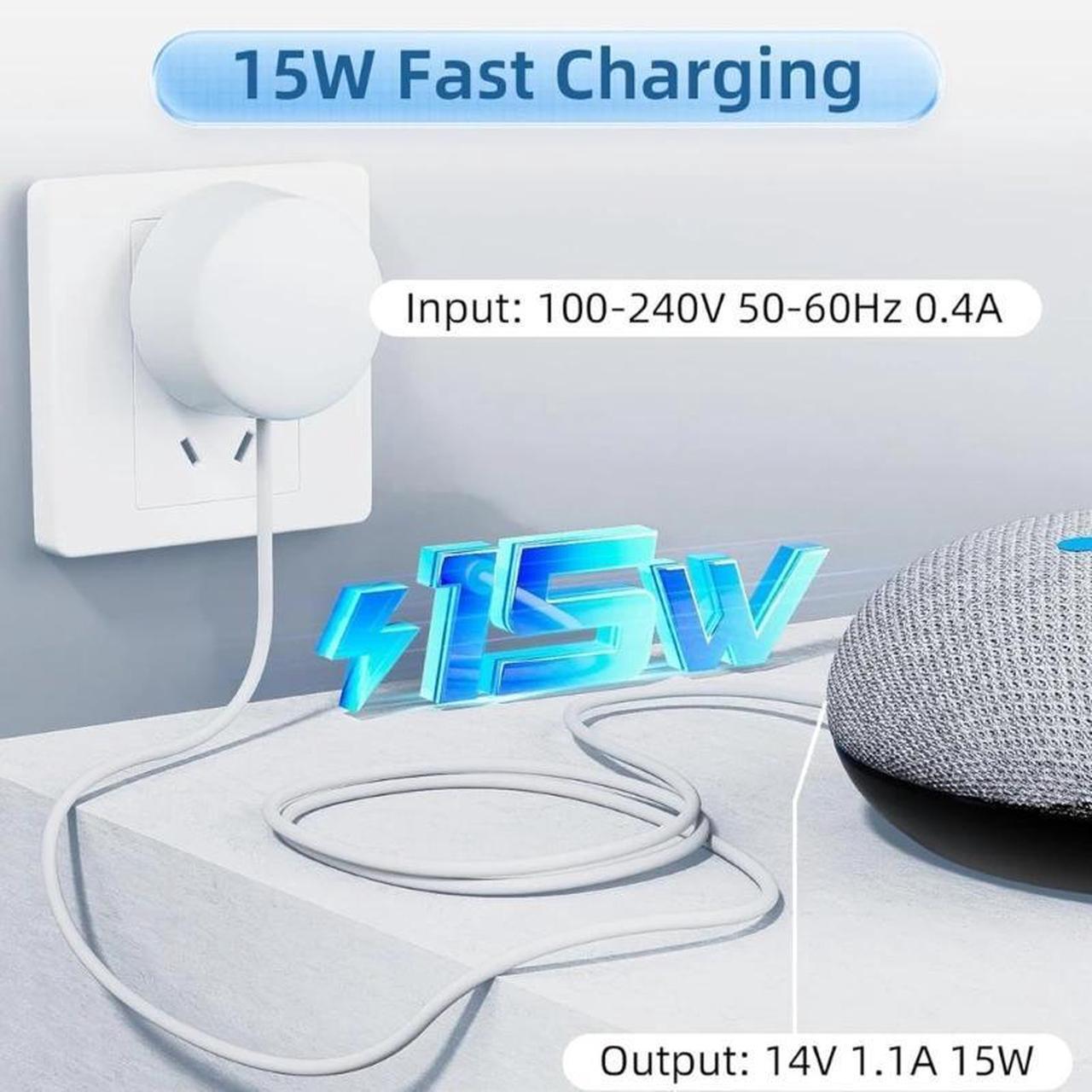 Alt view image 2 of 4 - For Google Home Hub/Nest Hub/Nest Mini Speakers Power Adapter 4V 1.10A 15W Charging Cord Line