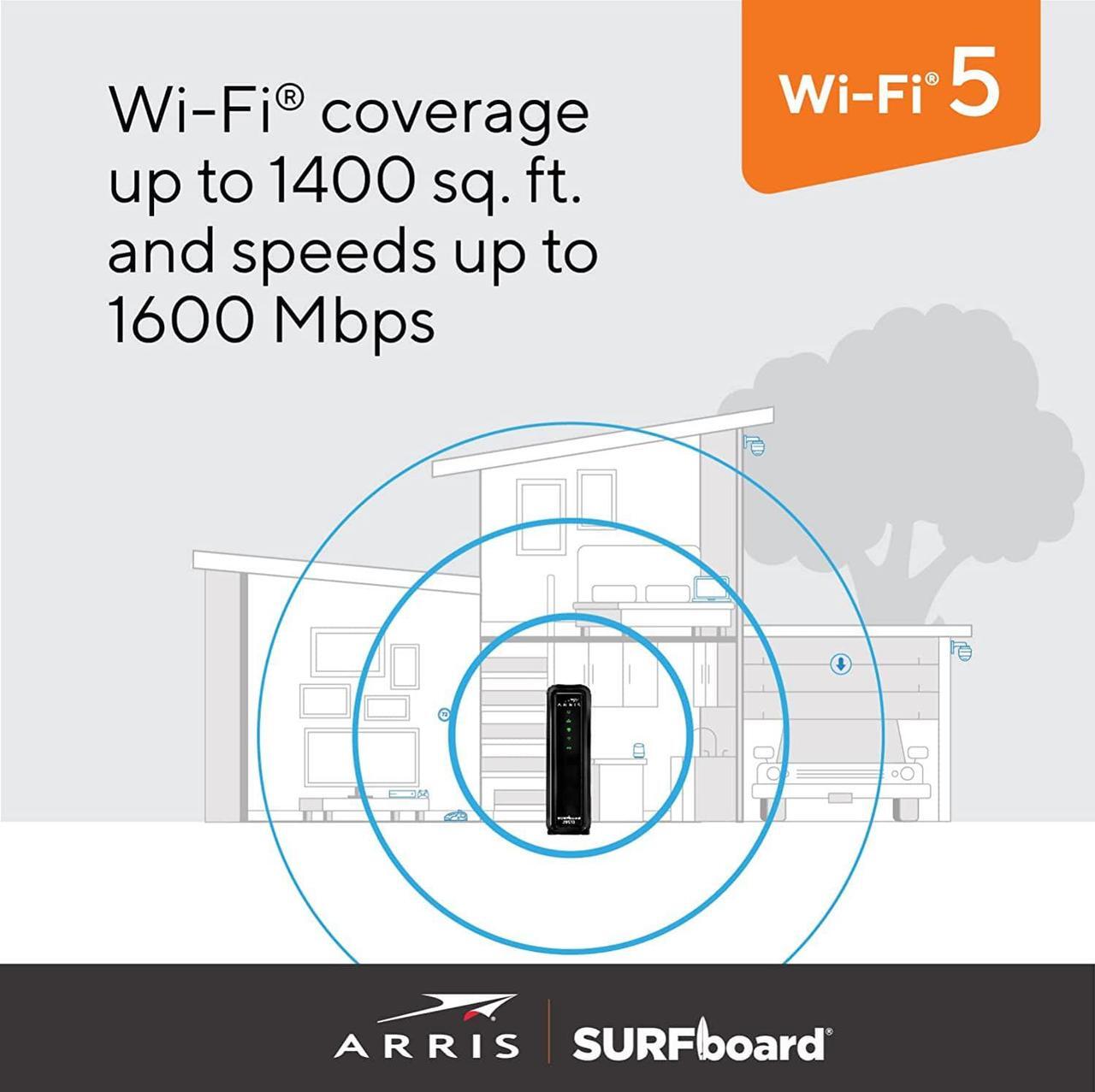 Alt view image 5 of 6 - ARRIS (SBG10) - Cable Modem Router Combo - Fast DOCSIS 3.0 16 x 4 Gigabit & AC1600 WiFi, For Comcast Xfinity, Cox, [Does not work with Spectrum], 400 Mbps Max Internet Speeds