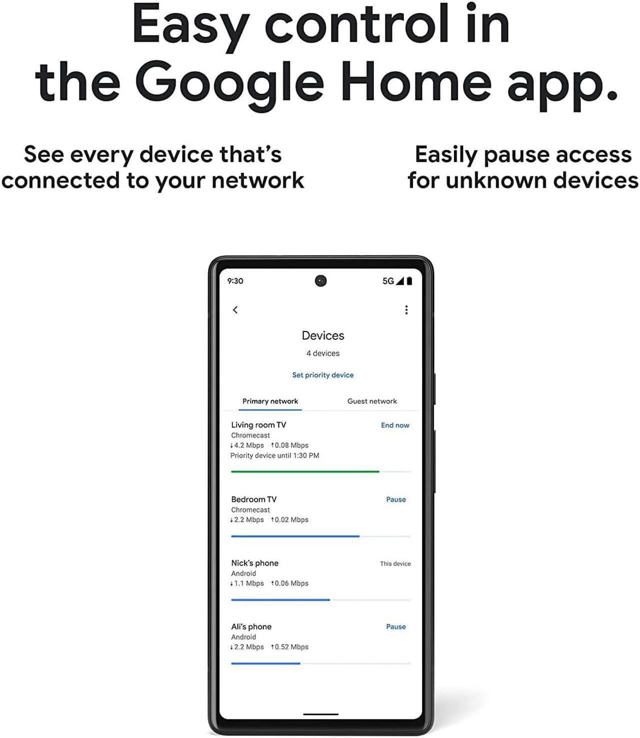 Alt view image 7 of 7 - Google Nest WiFi Pro - Wi-Fi 6E - Reliable Home Wi-Fi System with Fast Speed and Whole Home Coverage - Mesh Wi-Fi Router - 4 Pack - Snow