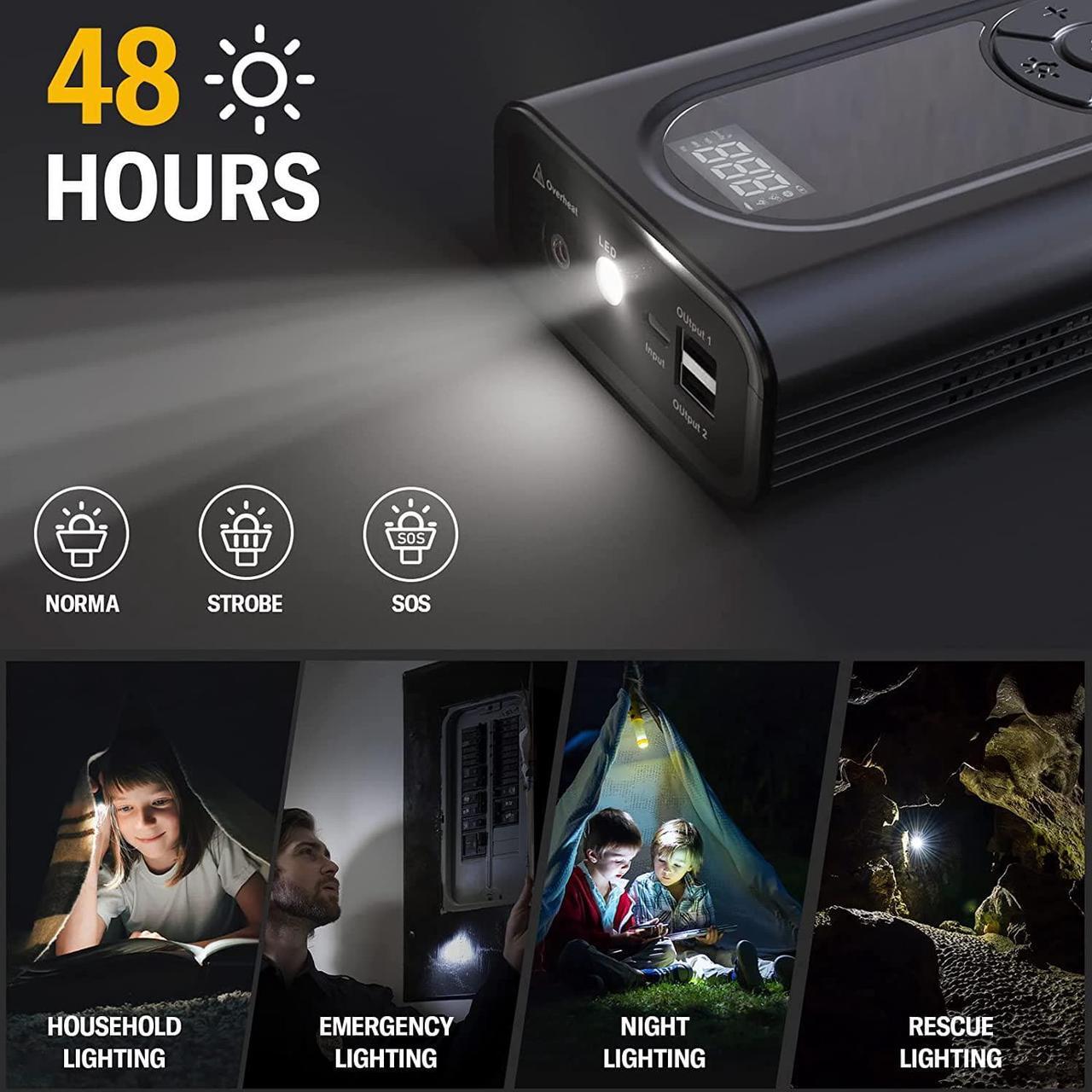 Alt view image 7 of 7 - Jump Starter with Air Compressor, 2500A 120PSI Car Battery Jump Starter with Digital Tire Inflator, 12V Lithium Jump Box for Vehicles, Battery Booster for 8.5L Gas or 6.0L Diesel Engines.